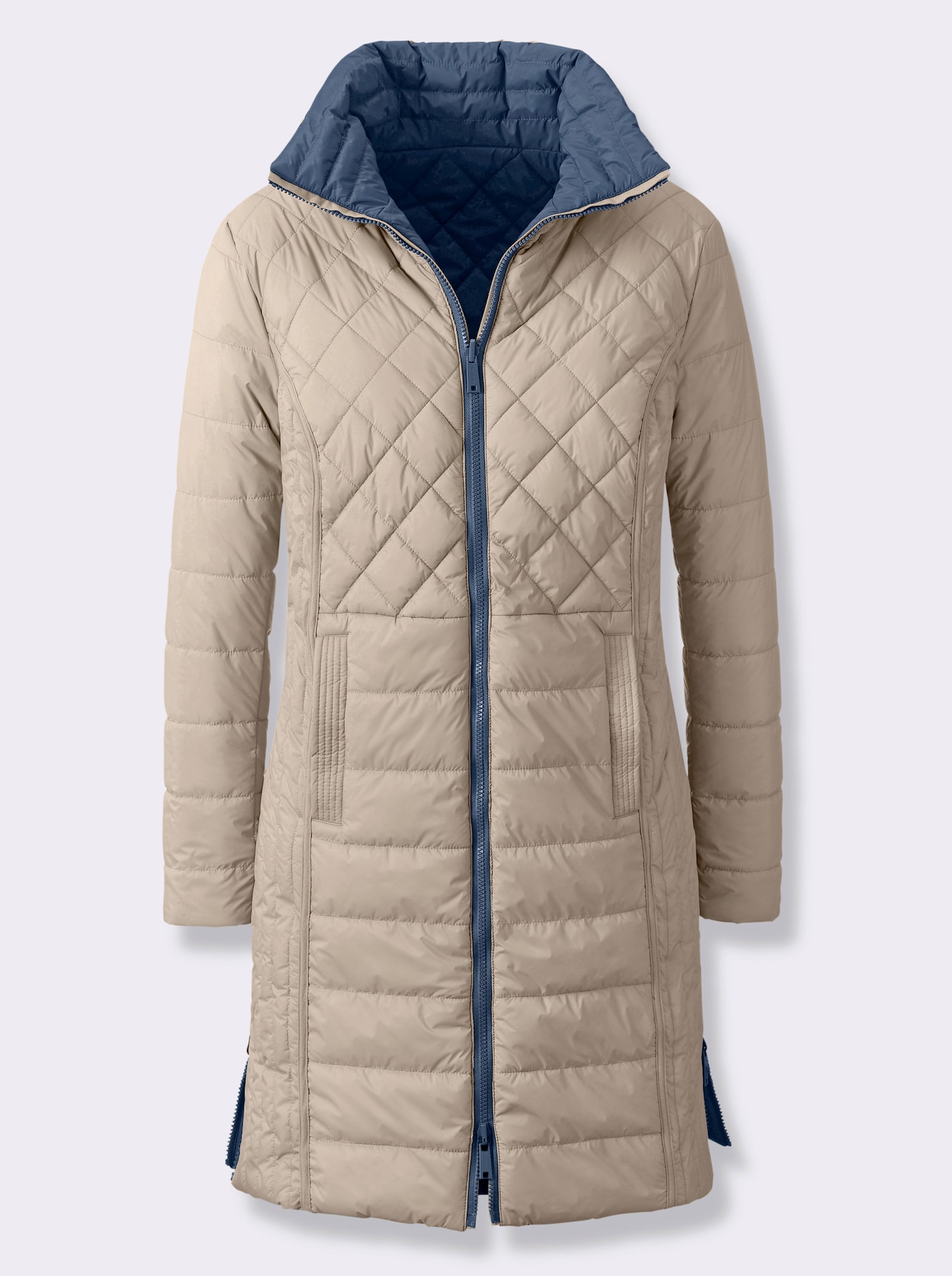 Keerbare gewatteerde mantel - donkerblauw