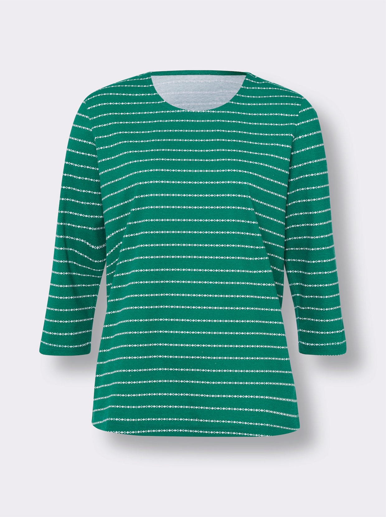 Tričko s kulatým výstřihem - zelená-ecru-potisk