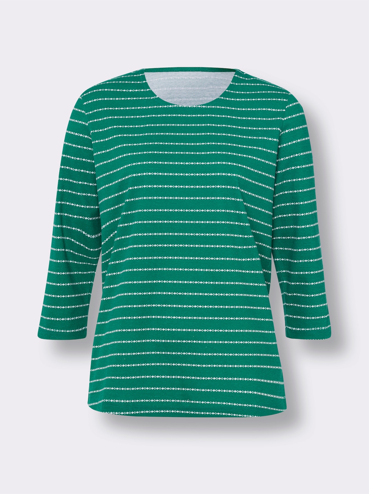 Shirt met ronde hals - groen/ecru bedrukt