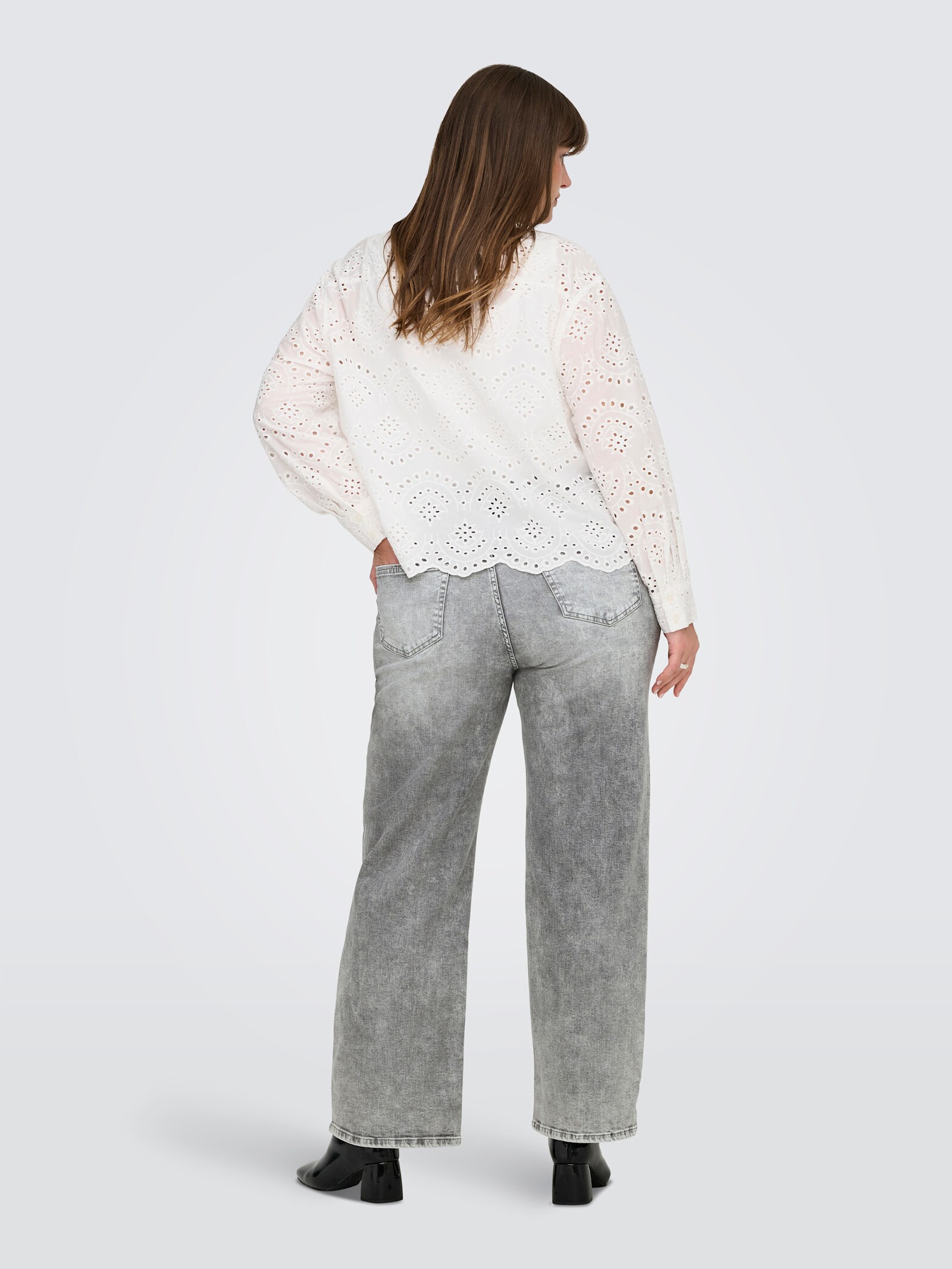 High-waist-Jeans - grey denim