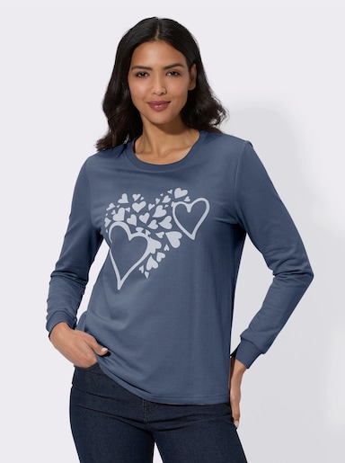 Sweatshirt - rauchblau-ecru