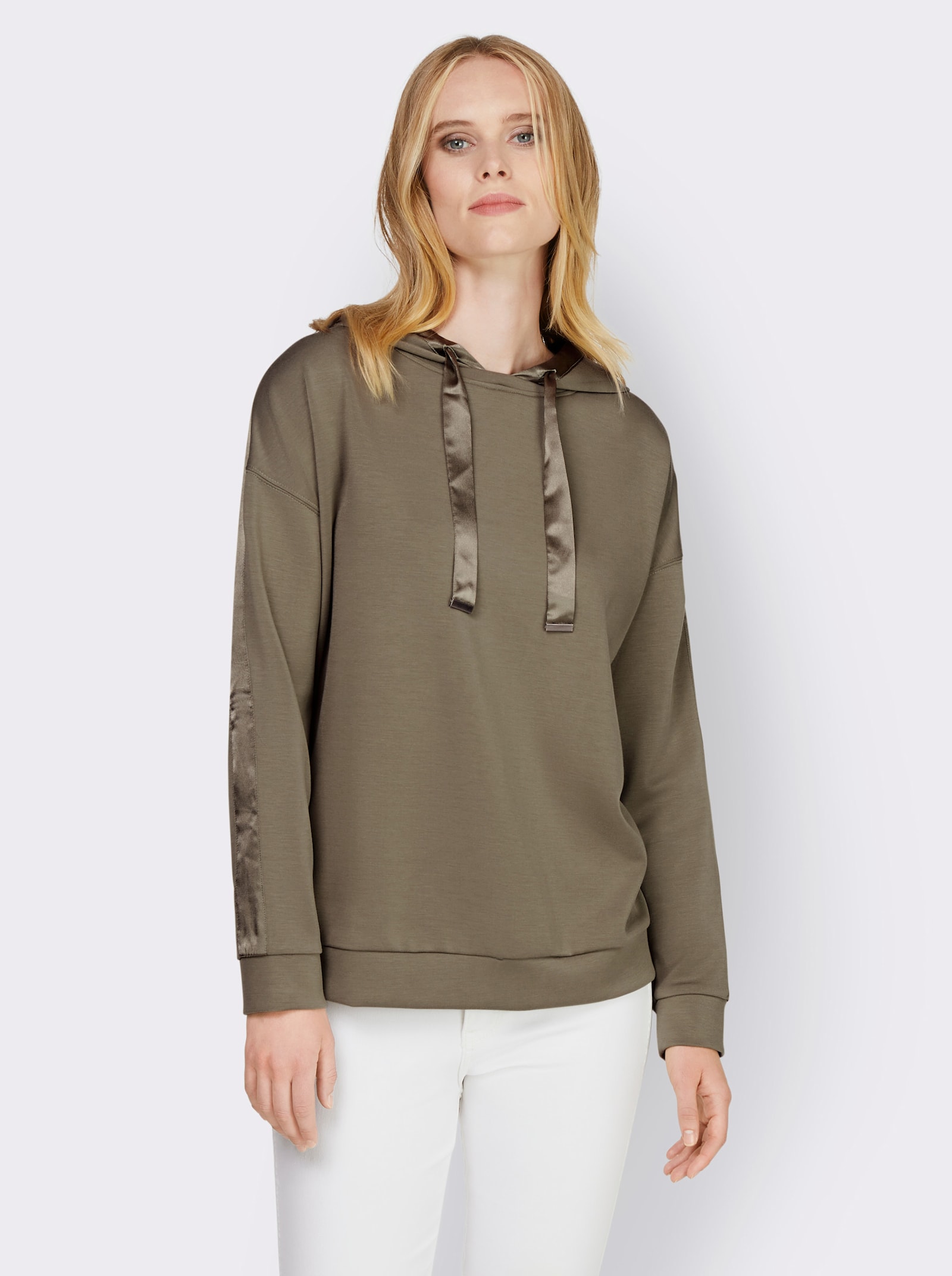 heine Sweatshirt mit weitenverstellbarer Kapuze - khaki