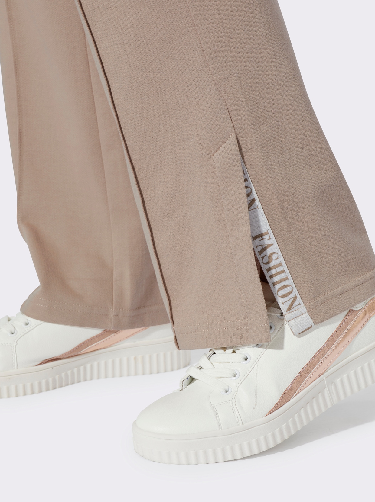 Jerseyhose mit abgesteppten BIesen - sesam