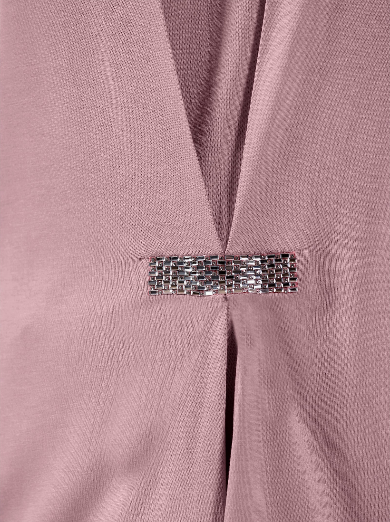 Kurzarmshirt mit Glitzersteinchen - hortensie