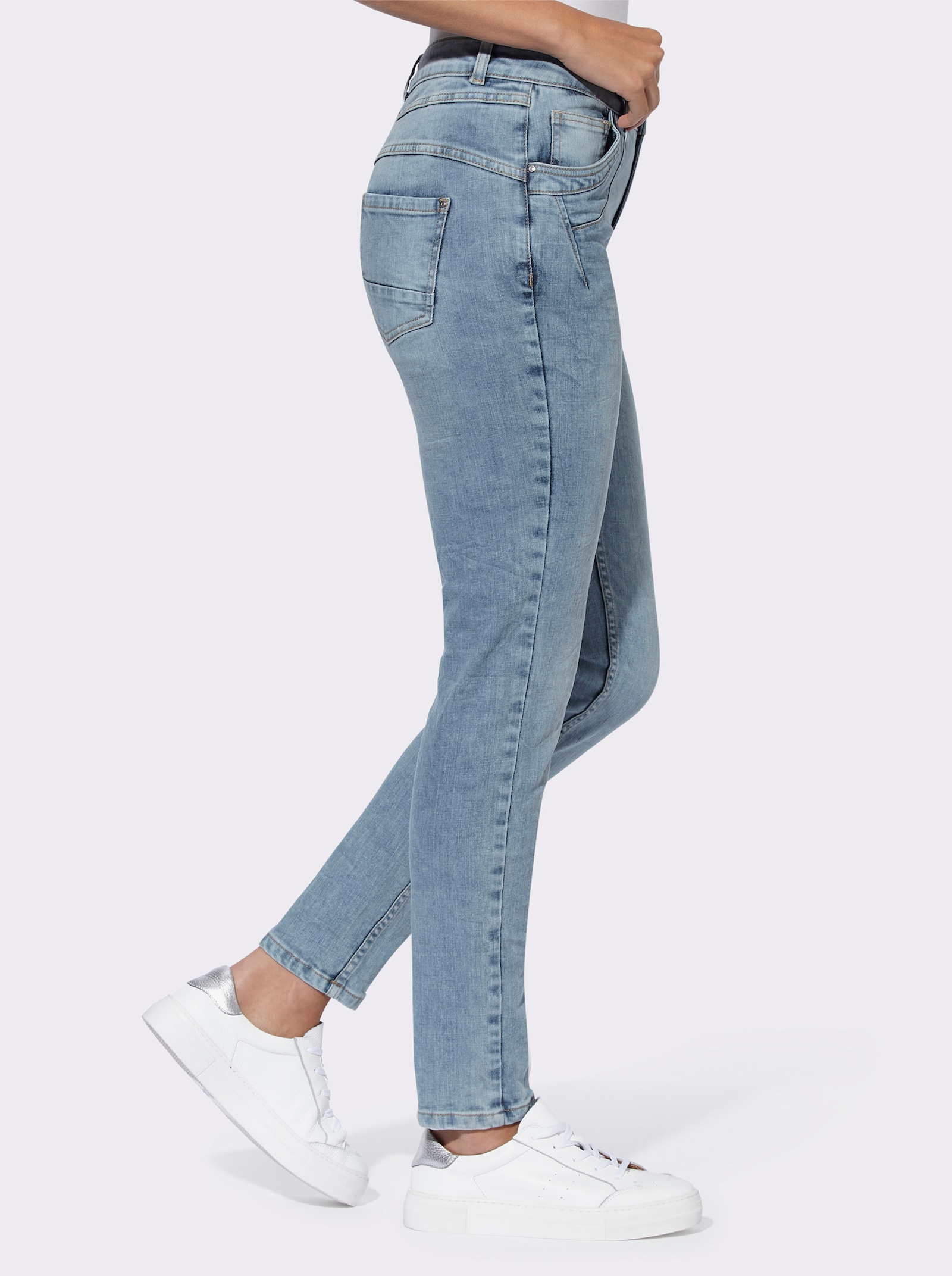 heine 5-pocketjeans met crinkle-effect - blue-bleached