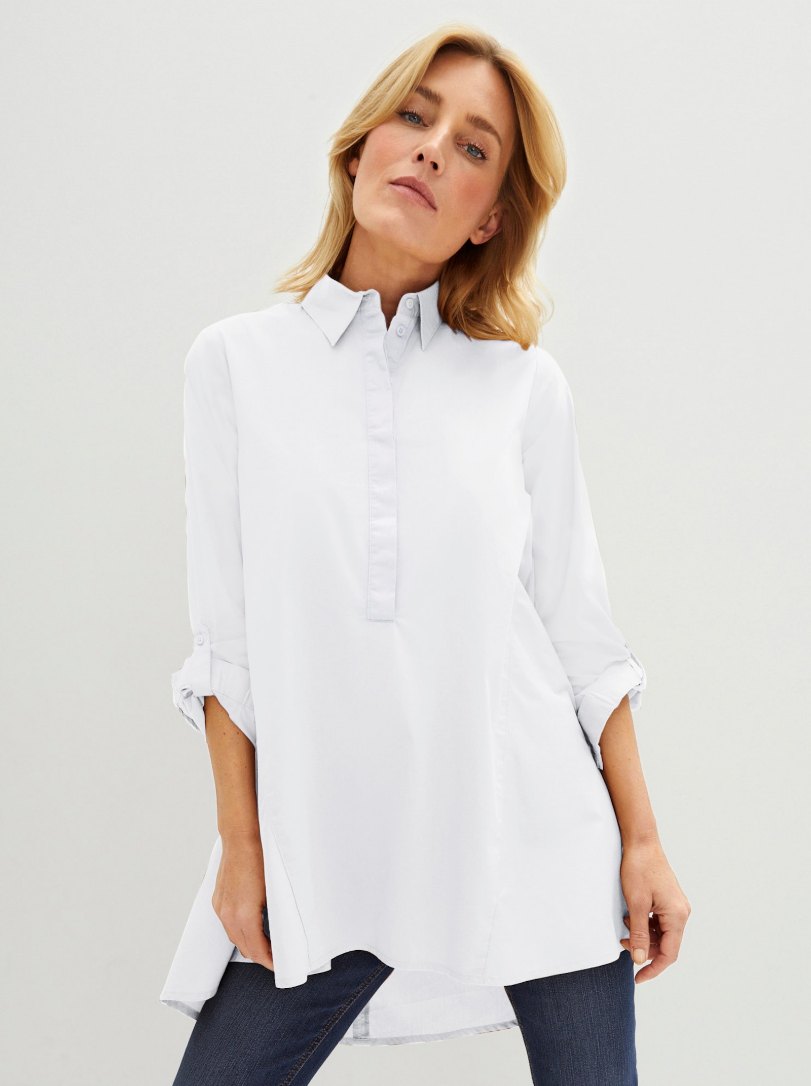 Lange blouse in A-silhouet - wit