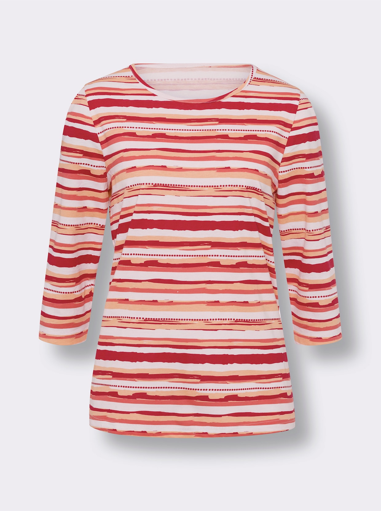 Shirt met 3/4-mouw - rood/wit gestreept