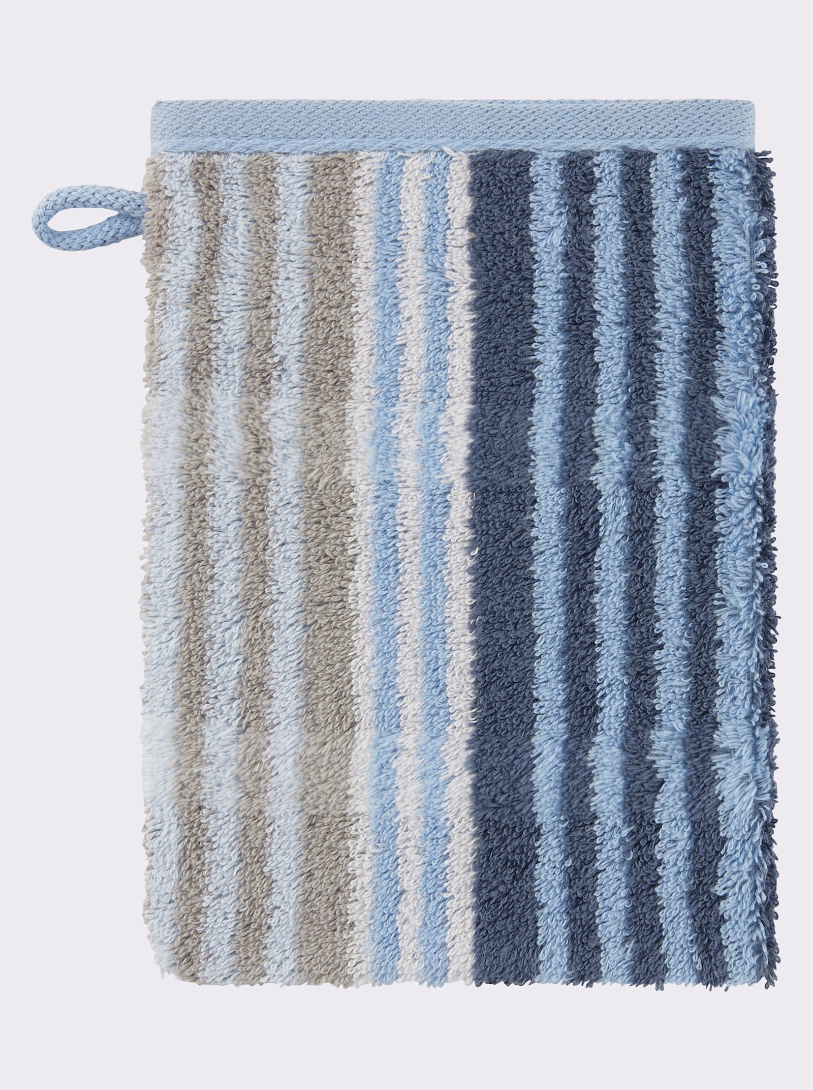 Cawö Handdoek - duivenblauw gestreept