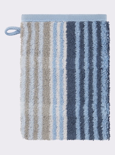 Cawö Handdoek - duivenblauw gestreept