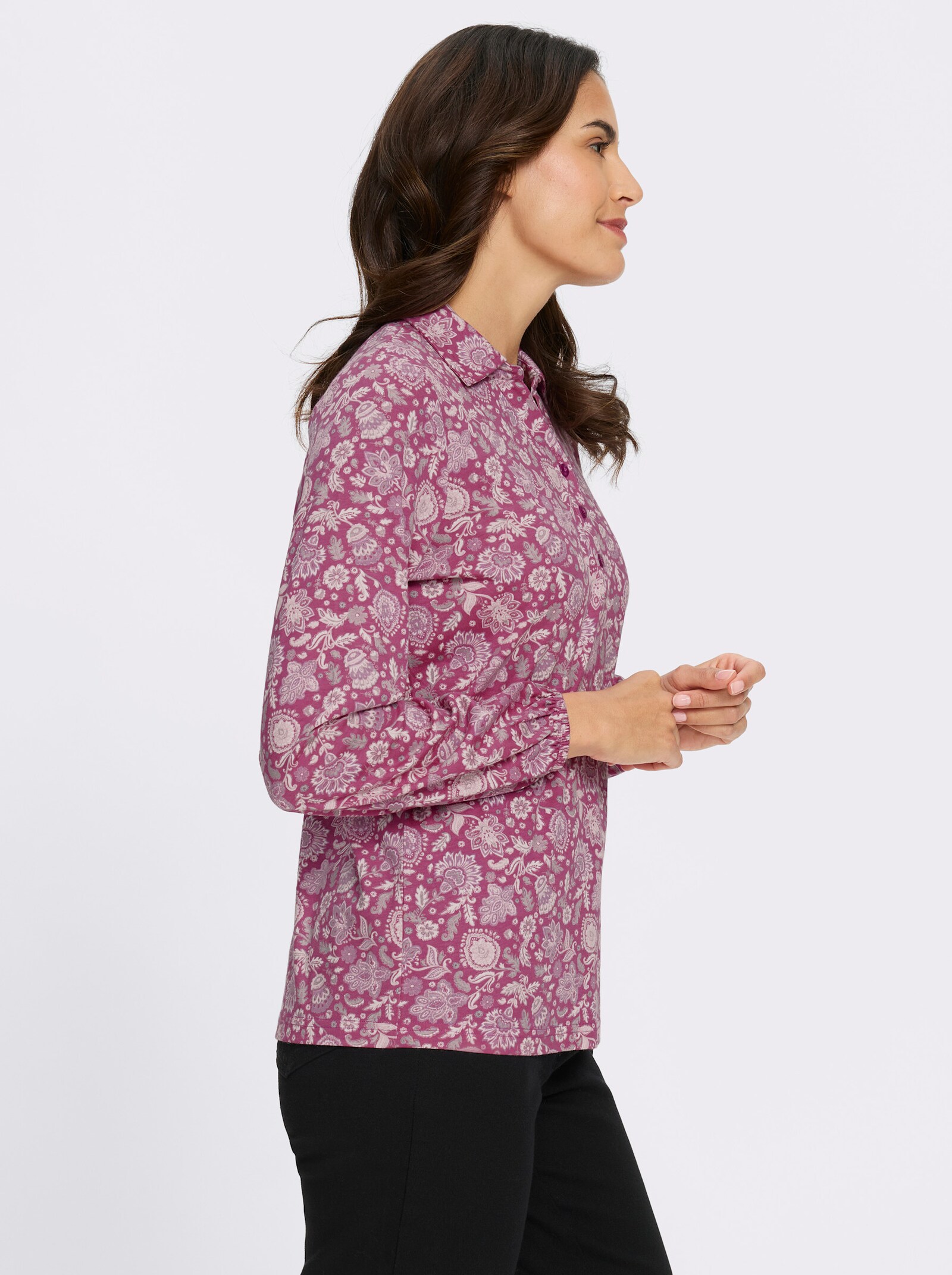 Poloshirt mit floralem Alloverprint - erika-bedruckt