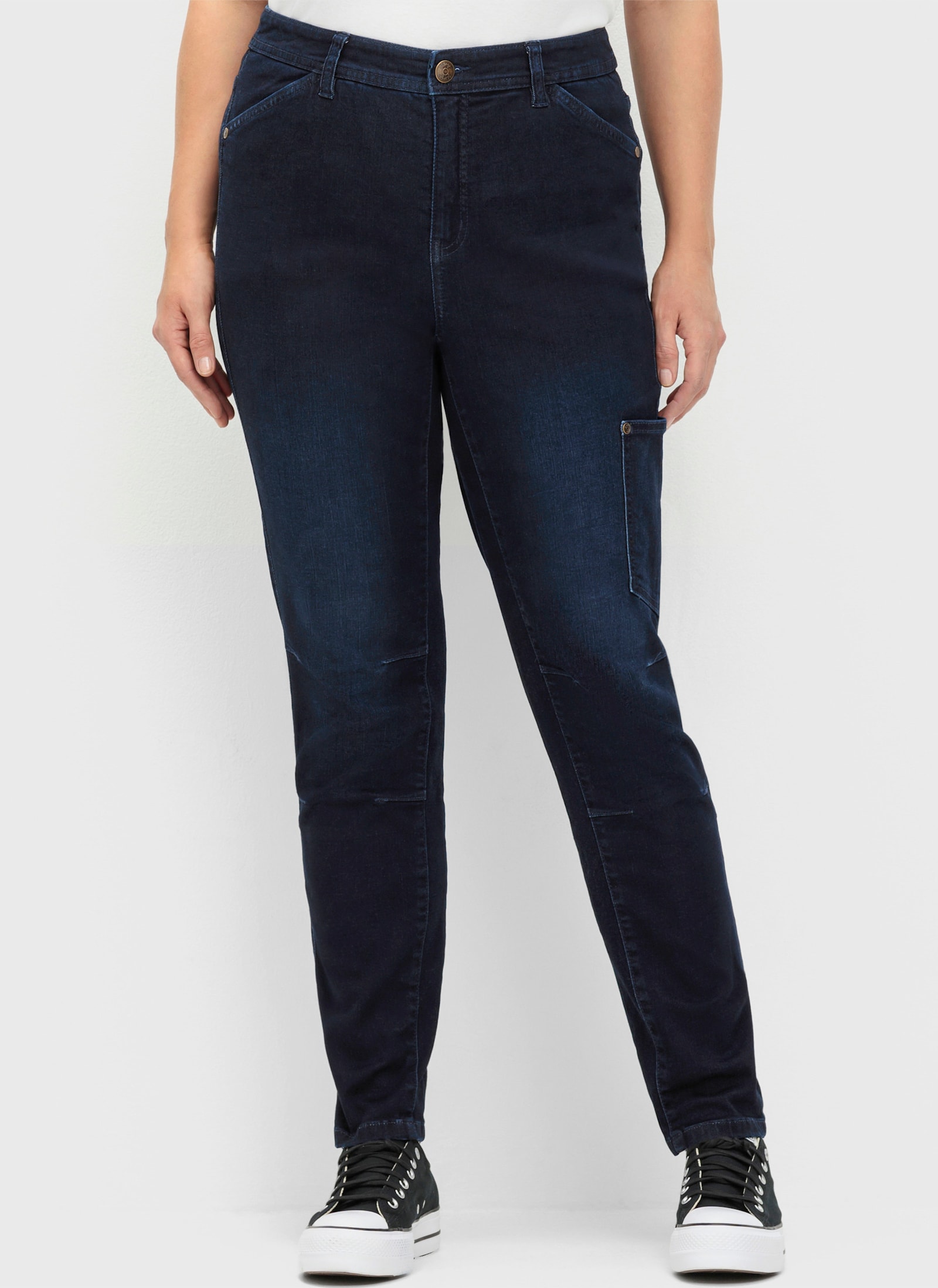 sheego Cargojeans mit schmalem Bein - dark blue denim