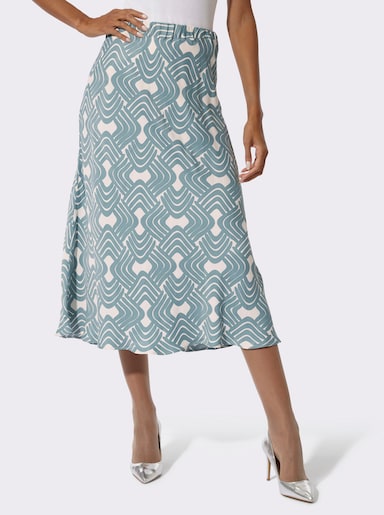 Schlupfrock im grafischen Druckmuster - jade-champagner-bedruckt