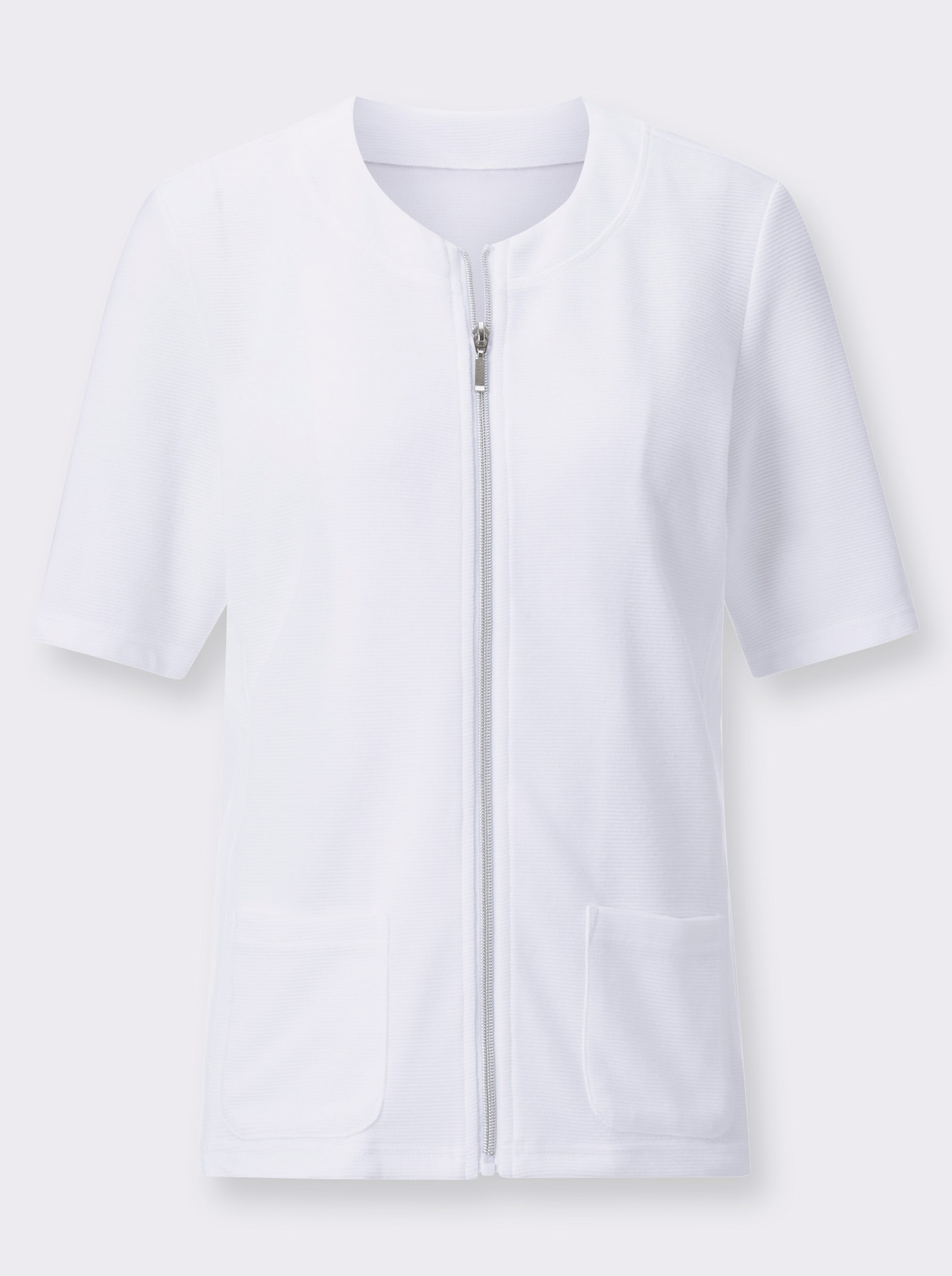 Úpletový žakárový kabátik - biela