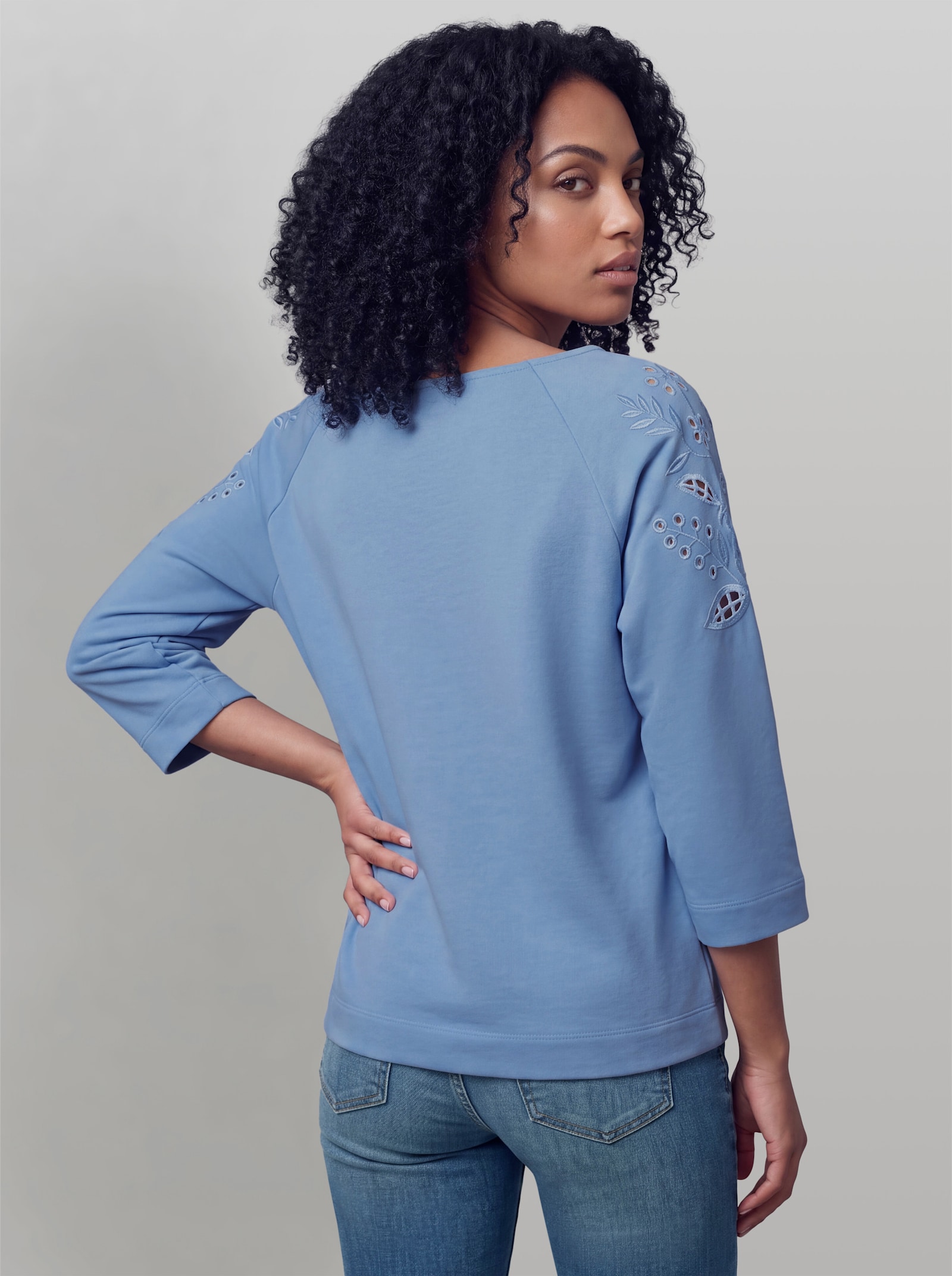 heine Sweatshirt mit 3/4-Arm - himmelblau