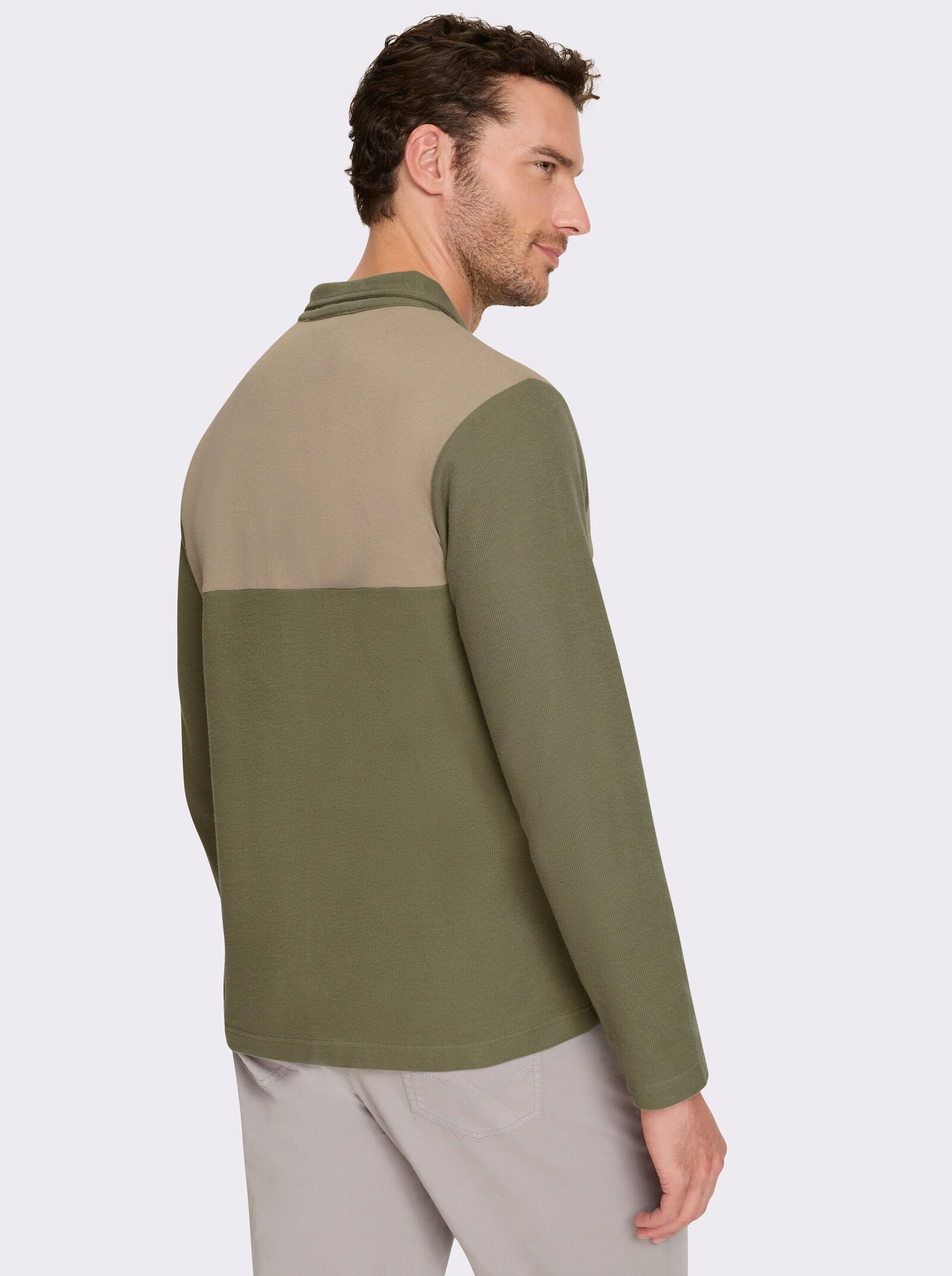 Catamaran Langarmshirt mit Troyerkragen - khaki