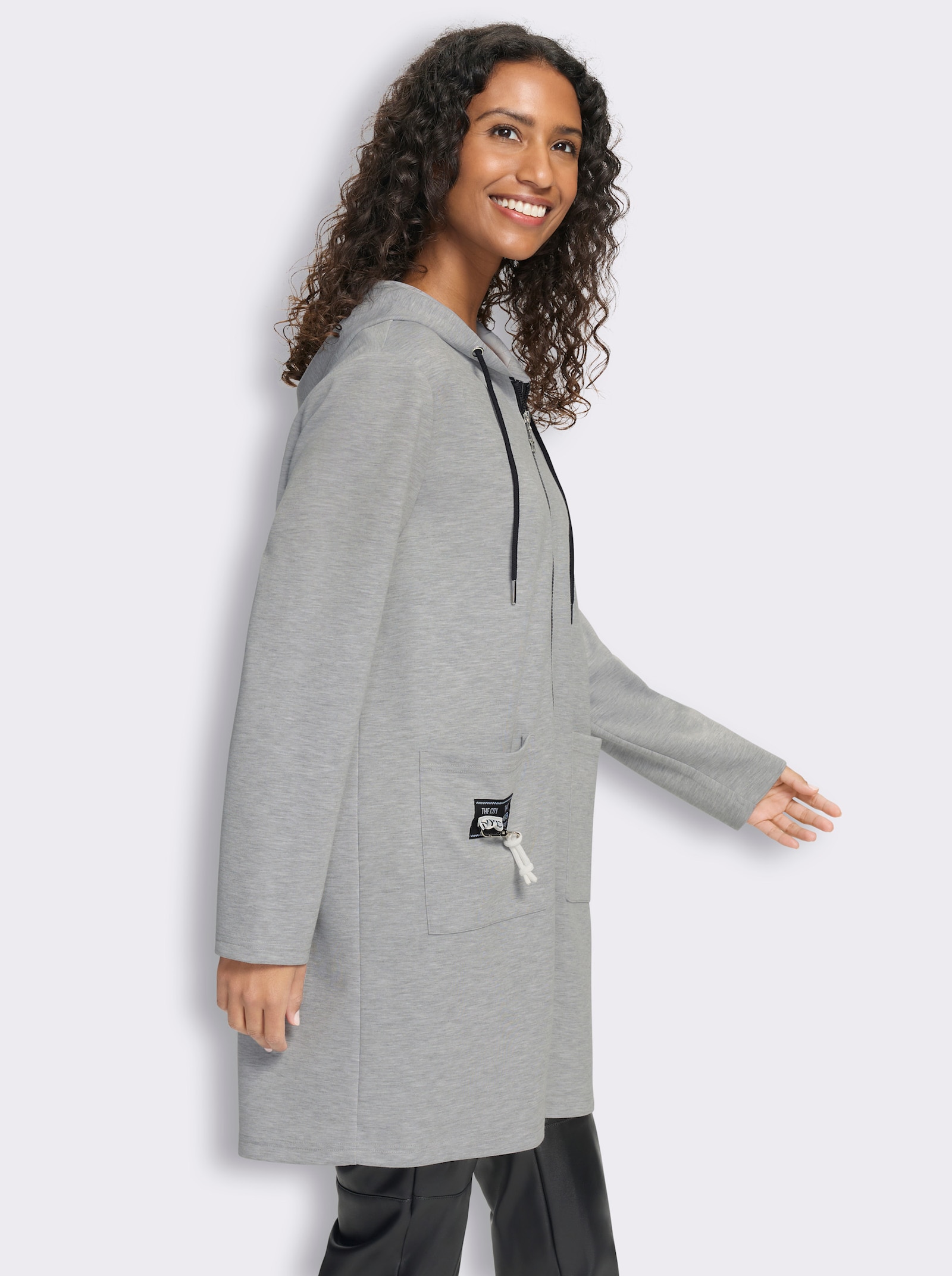 heine Shirtjacke mit Patches - grau-meliert