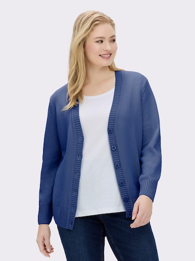 Strickjacke mit farblich abgestimmten Knöpfen - royalblau