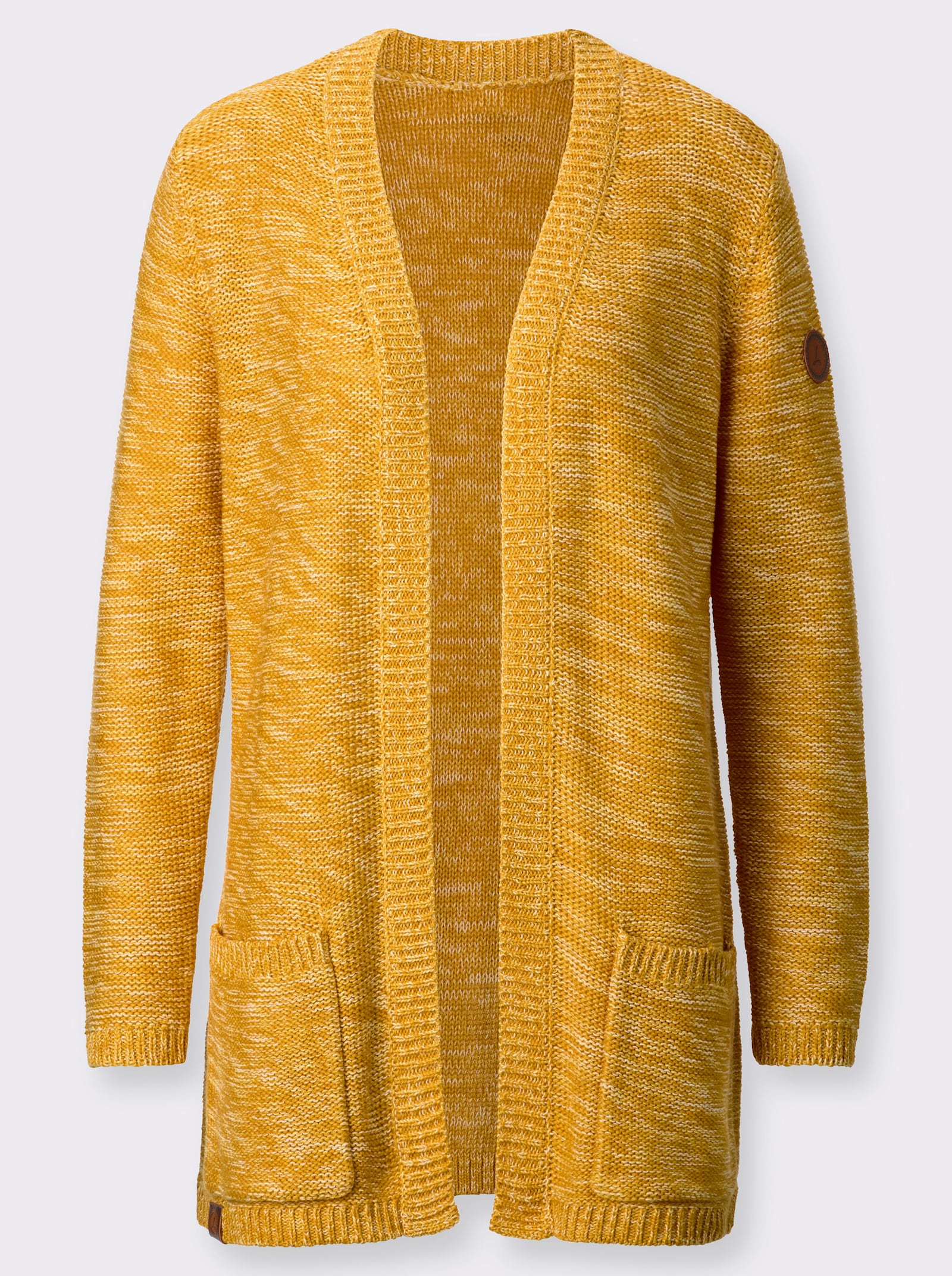 Strickjacke in Longform, meliert - ocker-meliert