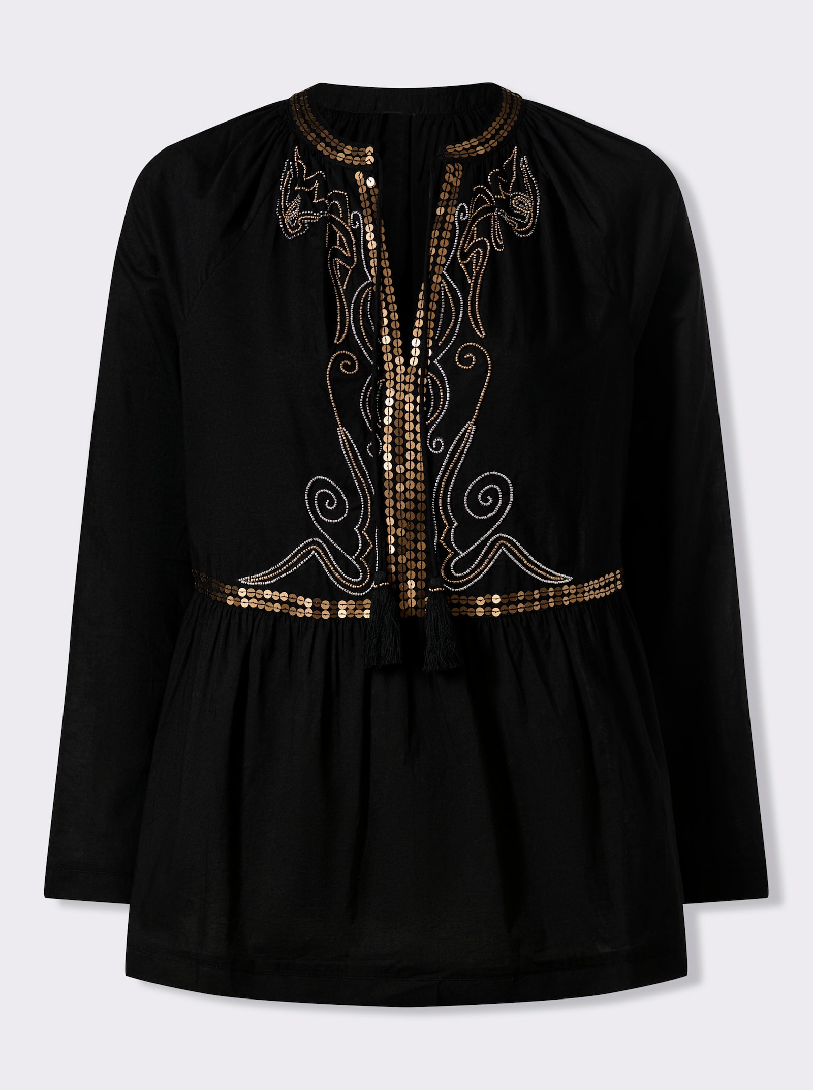 heine Tunique avec paillettes et perles décoratives - noir