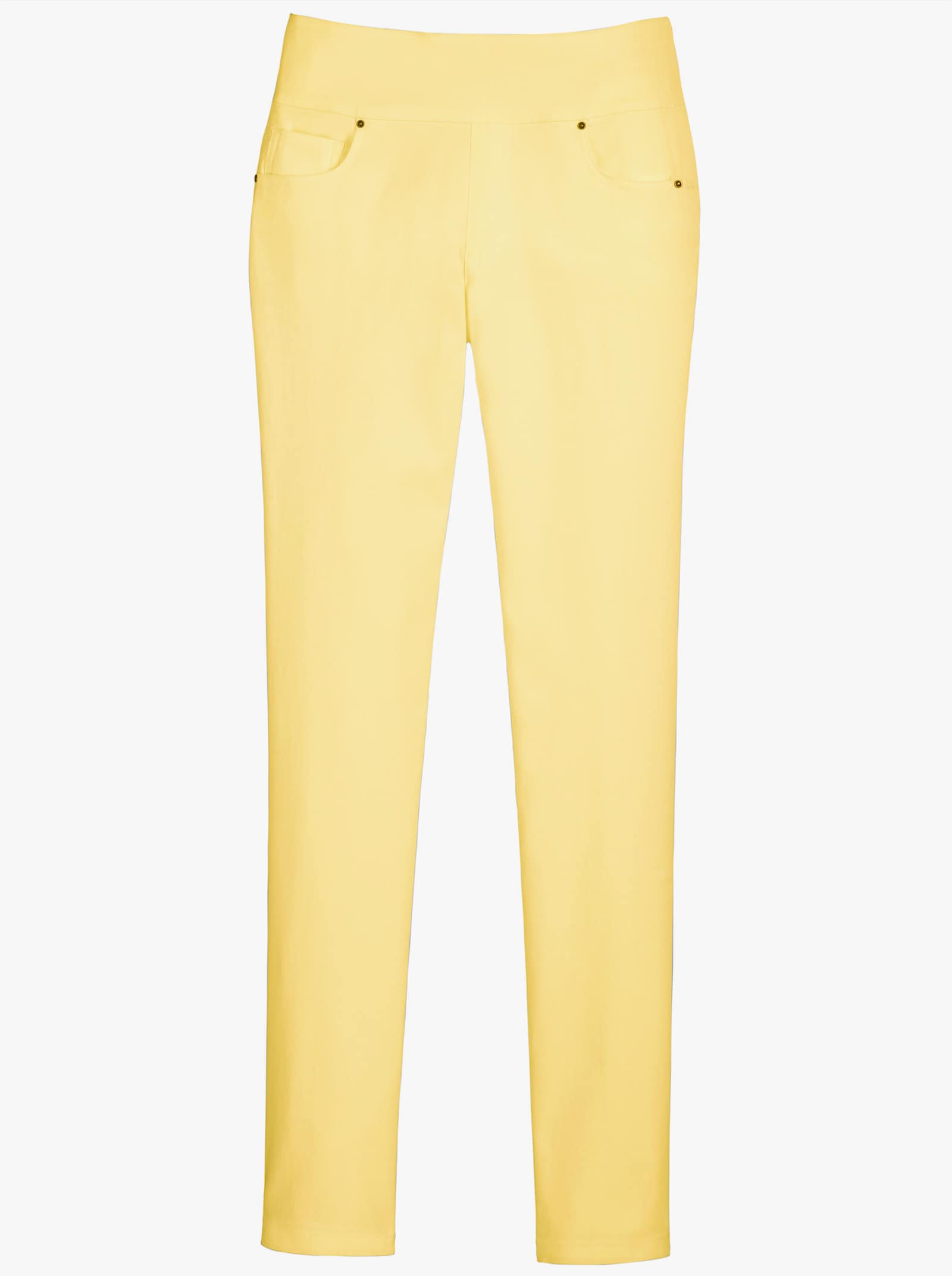5-Pocket-Hose mit hohem Bund - vanillegelb