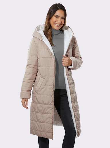 Steppmantel zum Wenden, wattiert - sesam-ecru