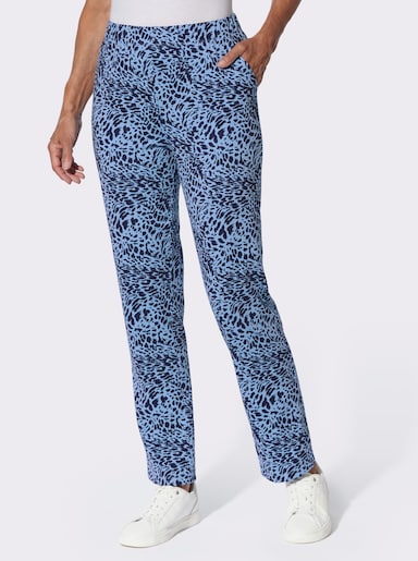 Freizeithose mit Animal-Print - marine-himmelblau-bedruckt
