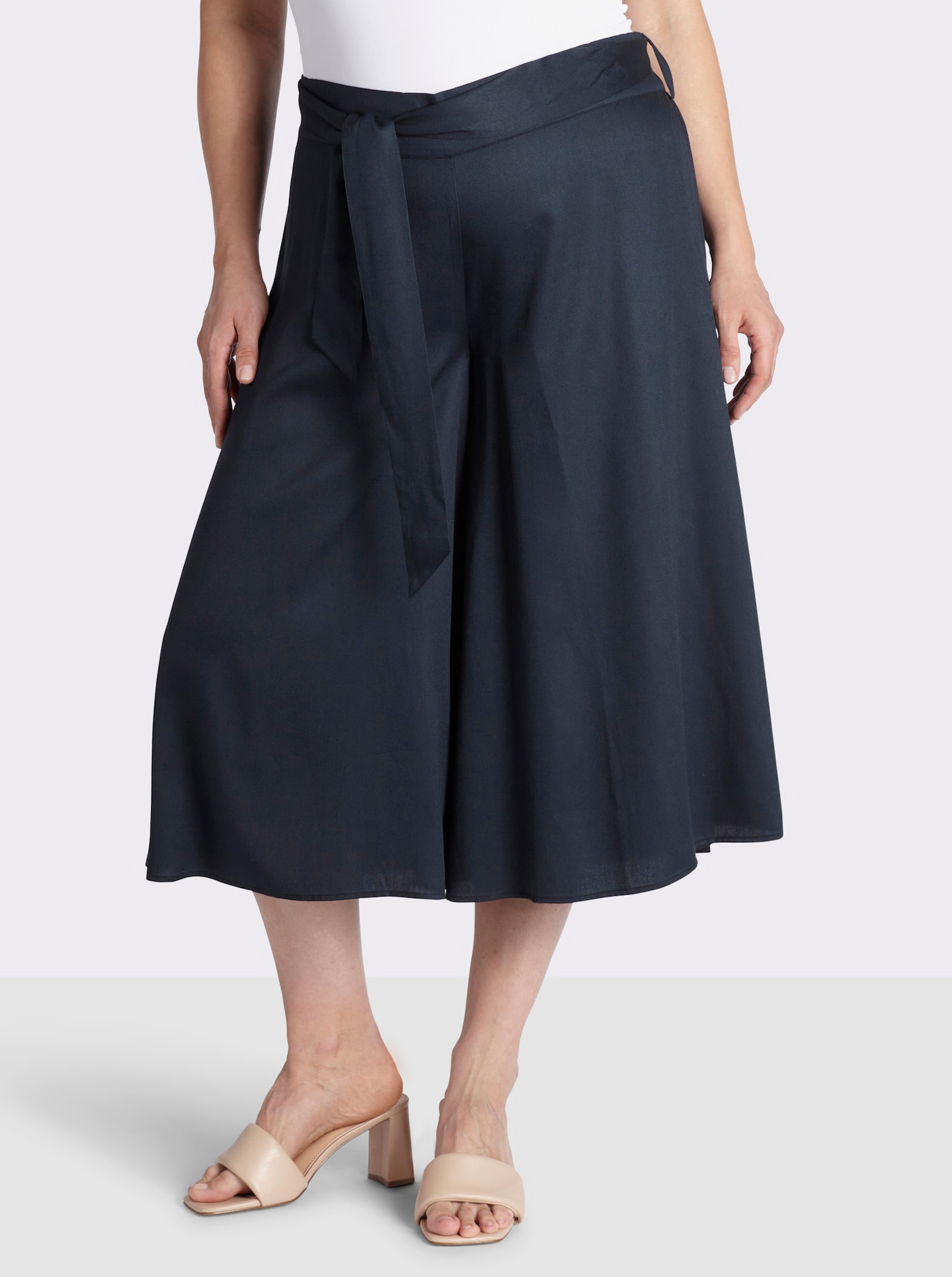 sheego Broekrok met bindceintuur - diepblauw