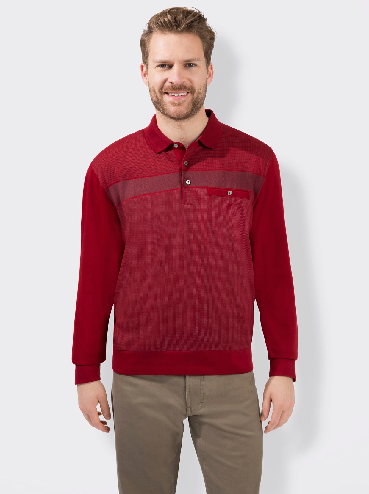 Hajo Poloshirt met lange mouwen - rood