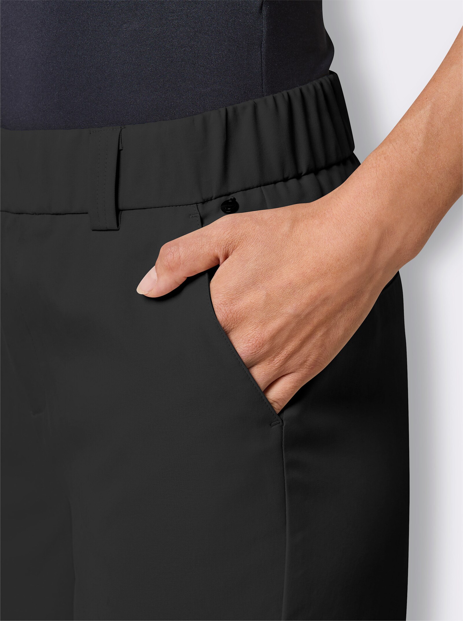 CREATION L PREMIUM Chinohose mit Ripsband - schwarz