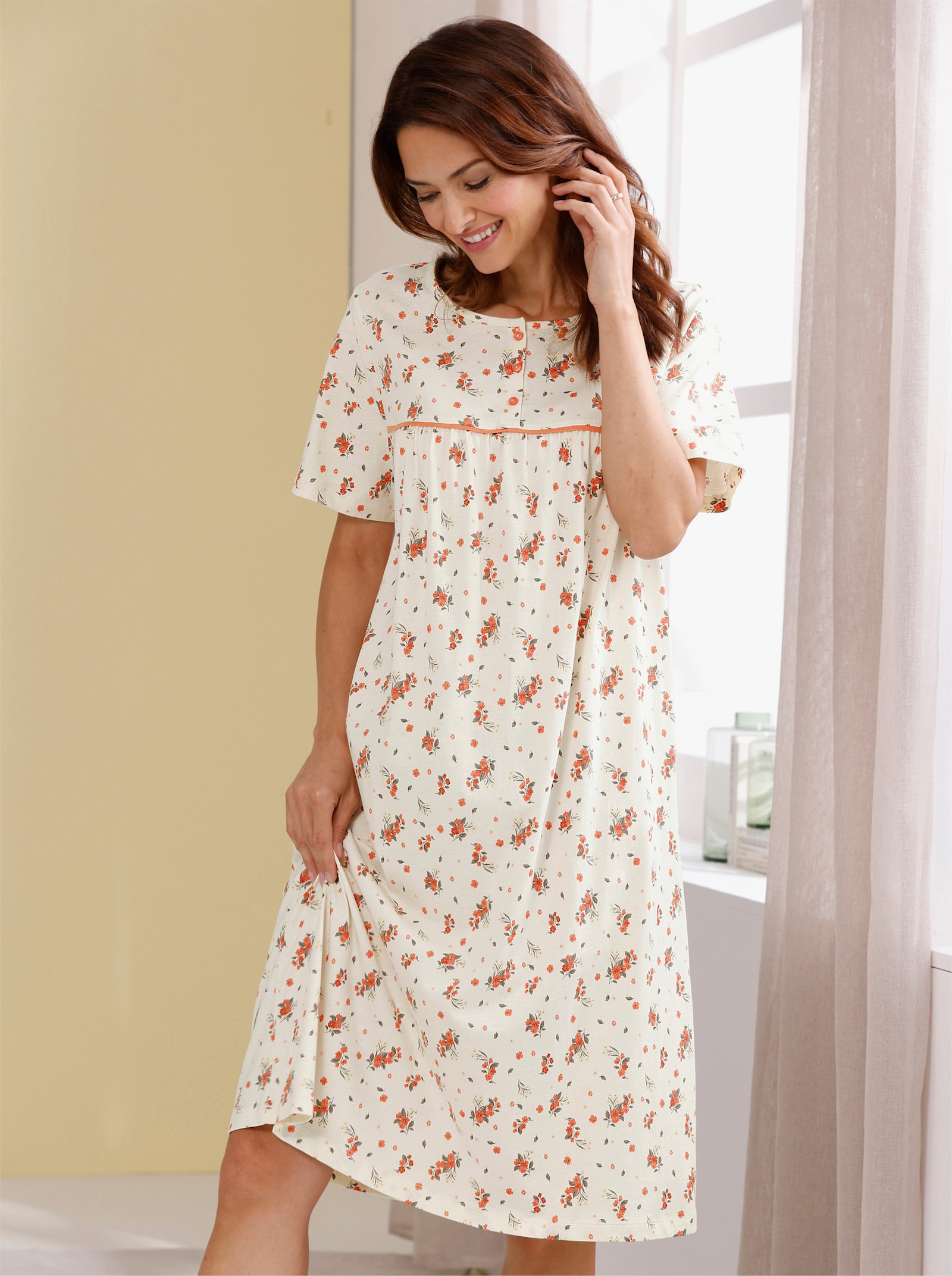 wäschepur Nachthemd - champagner-apricot-bedruckt