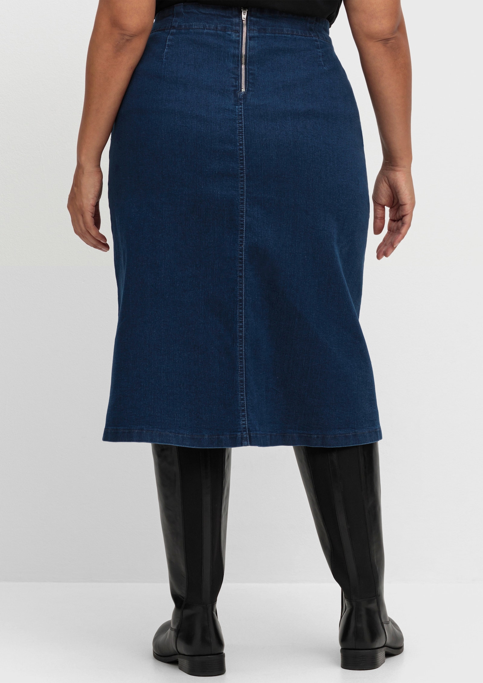 Jeansrock mit imitierter Knopfleiste - blue-stone-washed