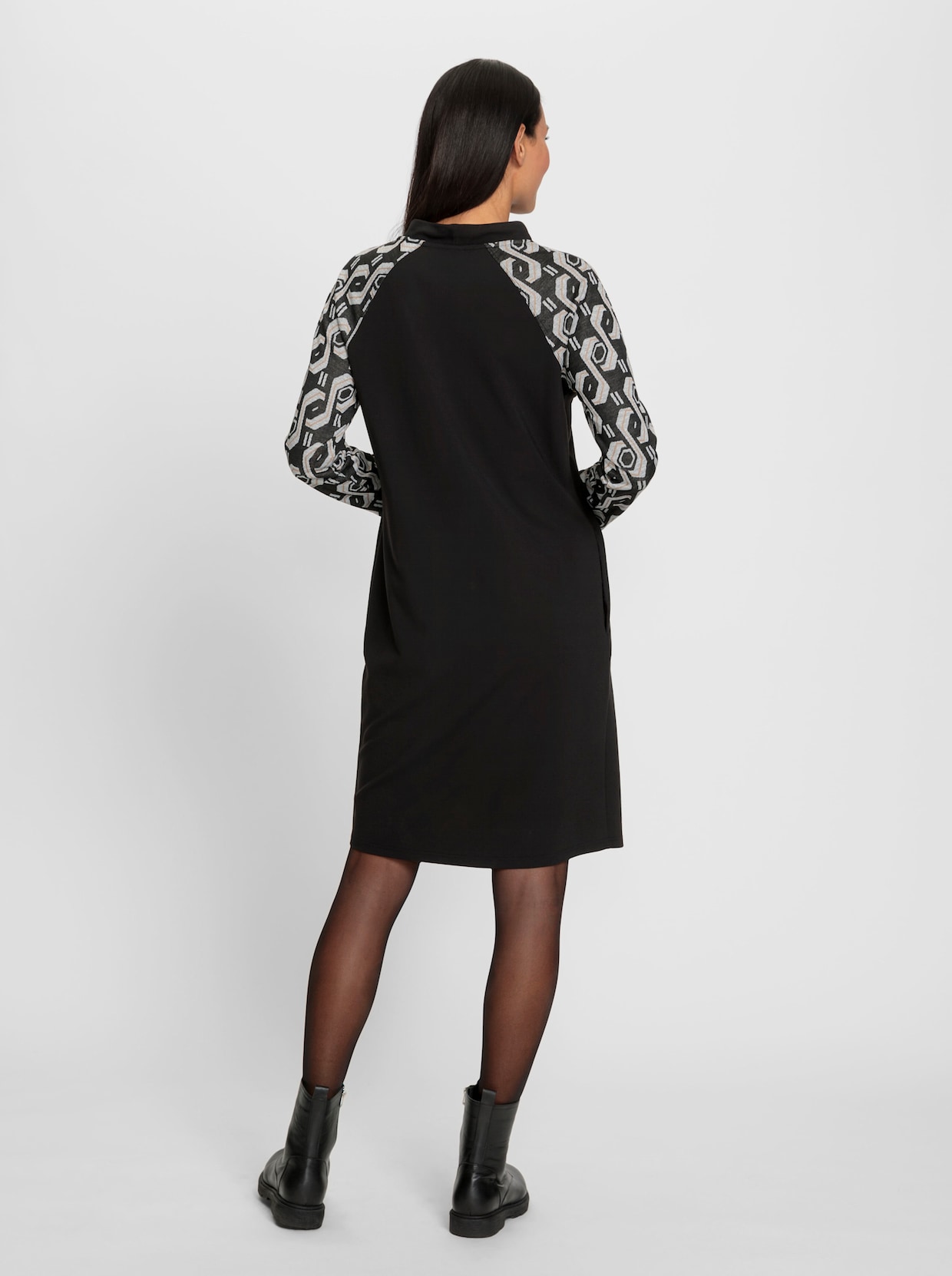 heine Robe en jersey - noir-chamois imprimé