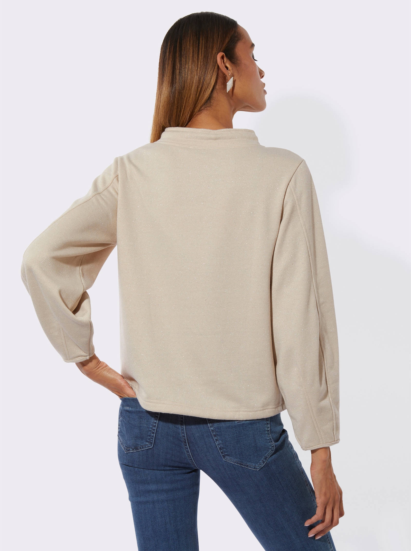 Sweatshirt mit Ballon-Ärmeln - sand-silberfarben