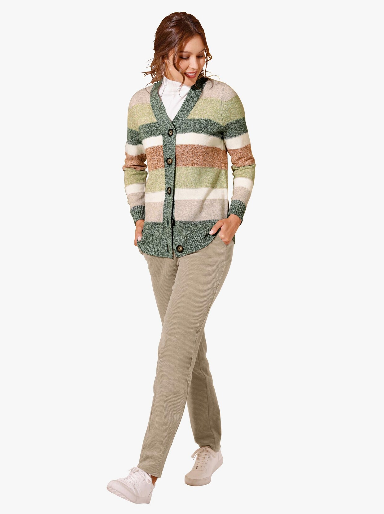 Strickjacke - oliv-gemustert