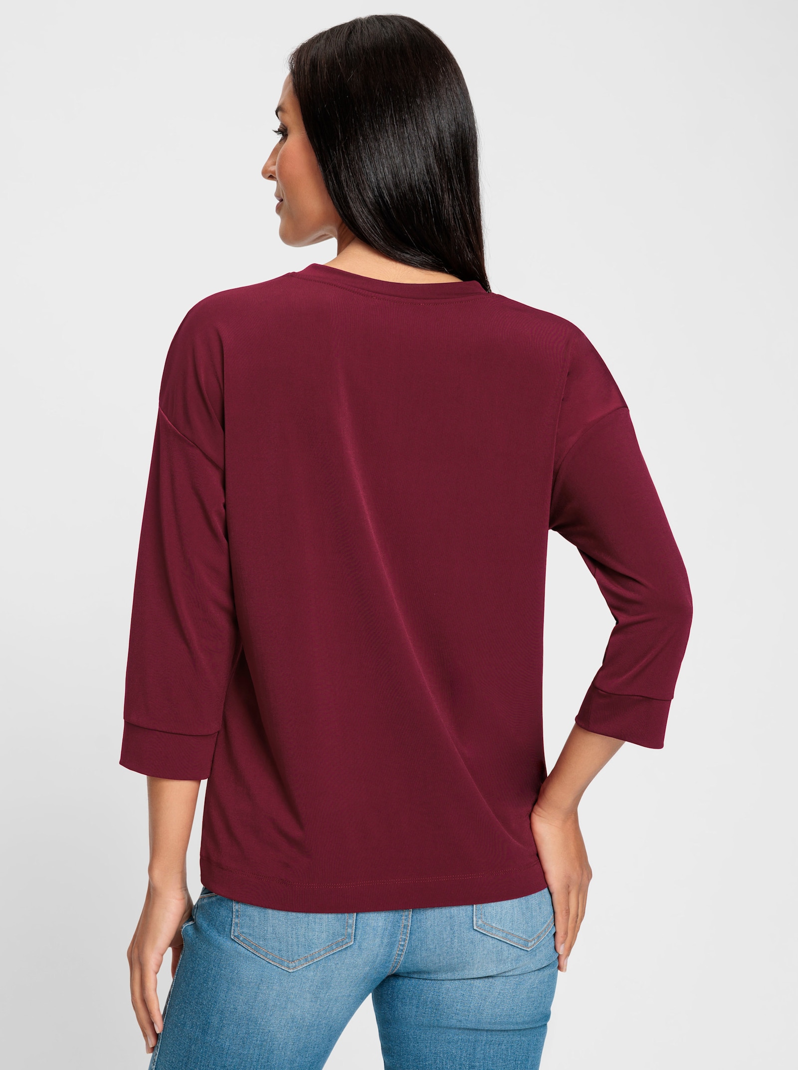 heine Shirt met 3/4-mouwen en matte glans - bordeaux
