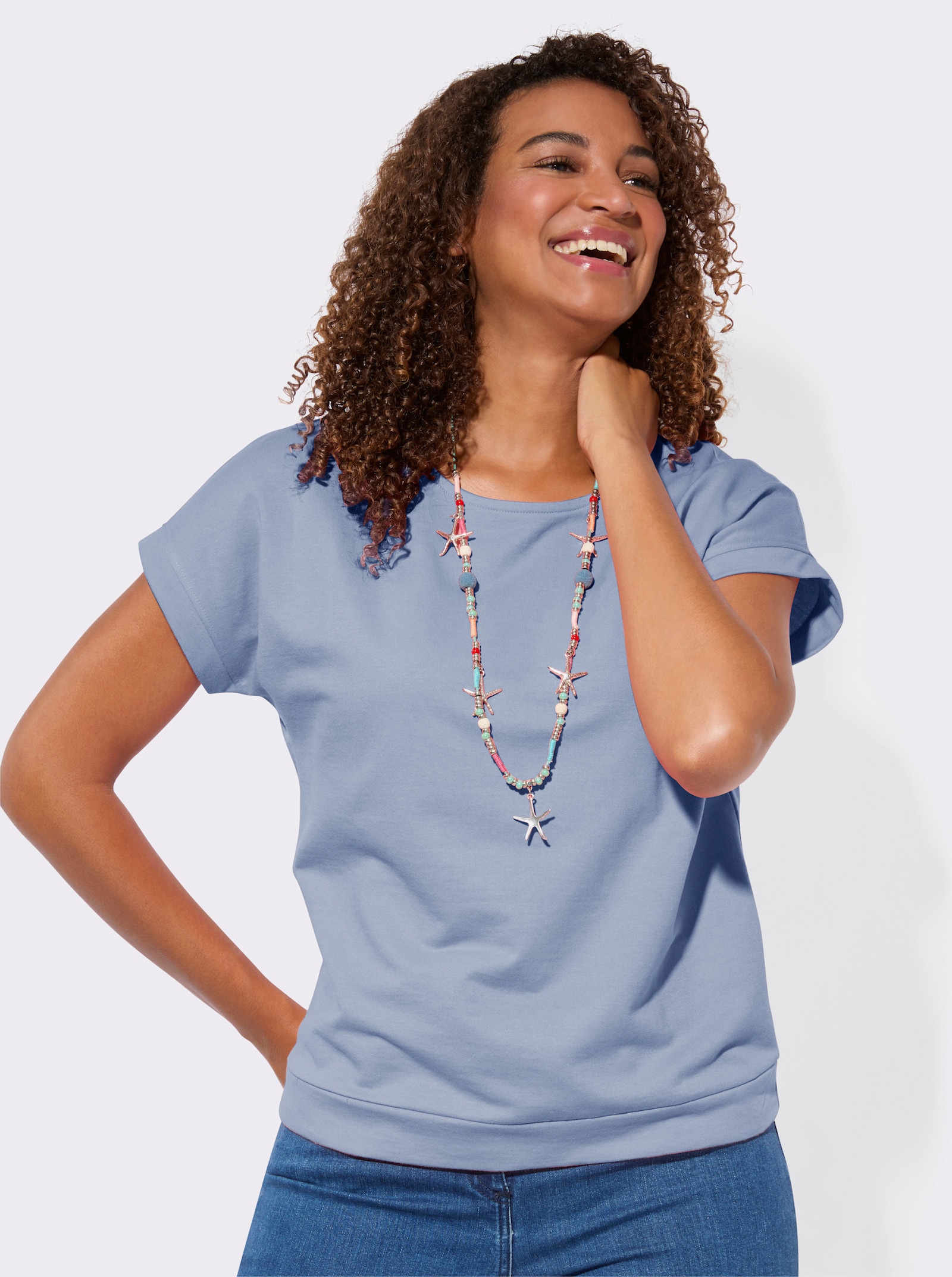 Sweatshirt im Baumwoll-Mix - bleu