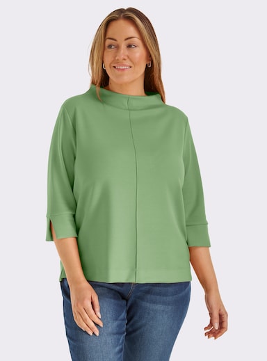 Stehkragenshirt mit 3/4-Ärmeln - reseda