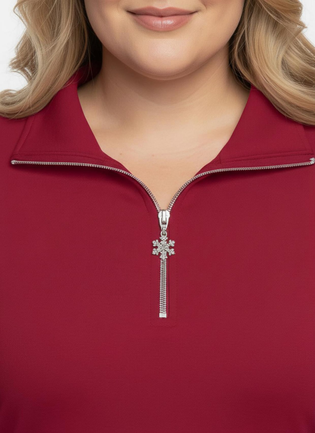 Langarmshirt mit Schneeflocken-Anhänger - rot