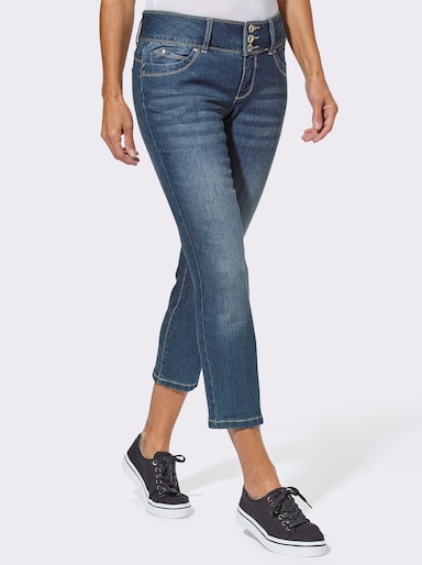 7/8-Jeans mit breitem 3-Knopf-Bund - blue-stone-washed