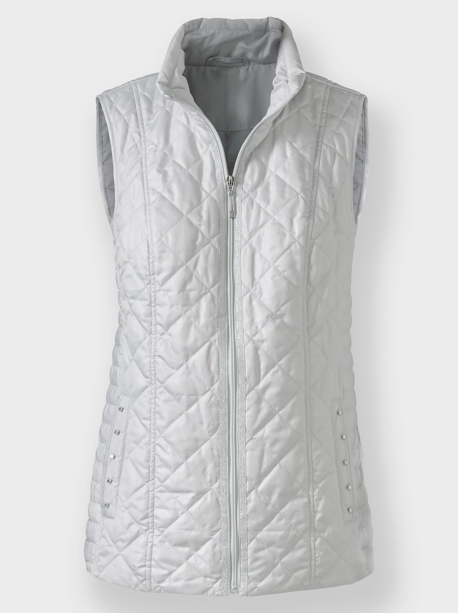 Bodywarmer met glanzende sierband - lichtgrijs