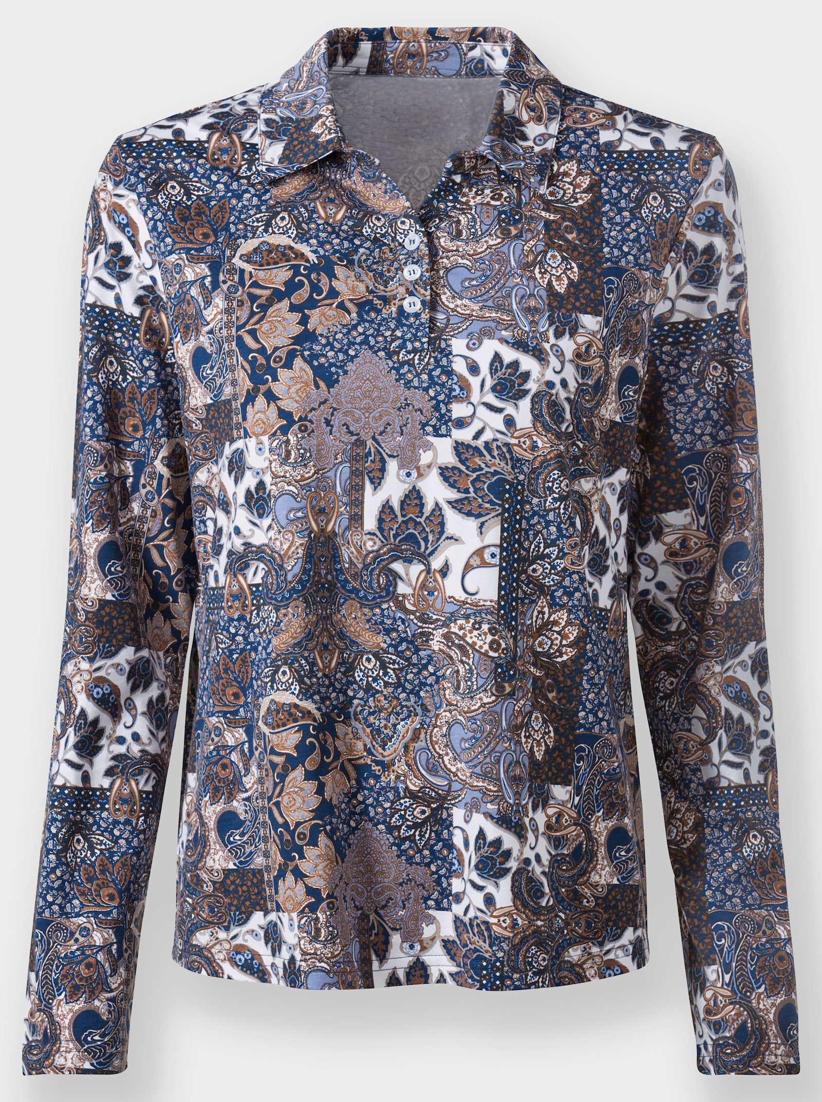 Print-Shirt mit Paisley-Dessin - taubenblau-bedruckt