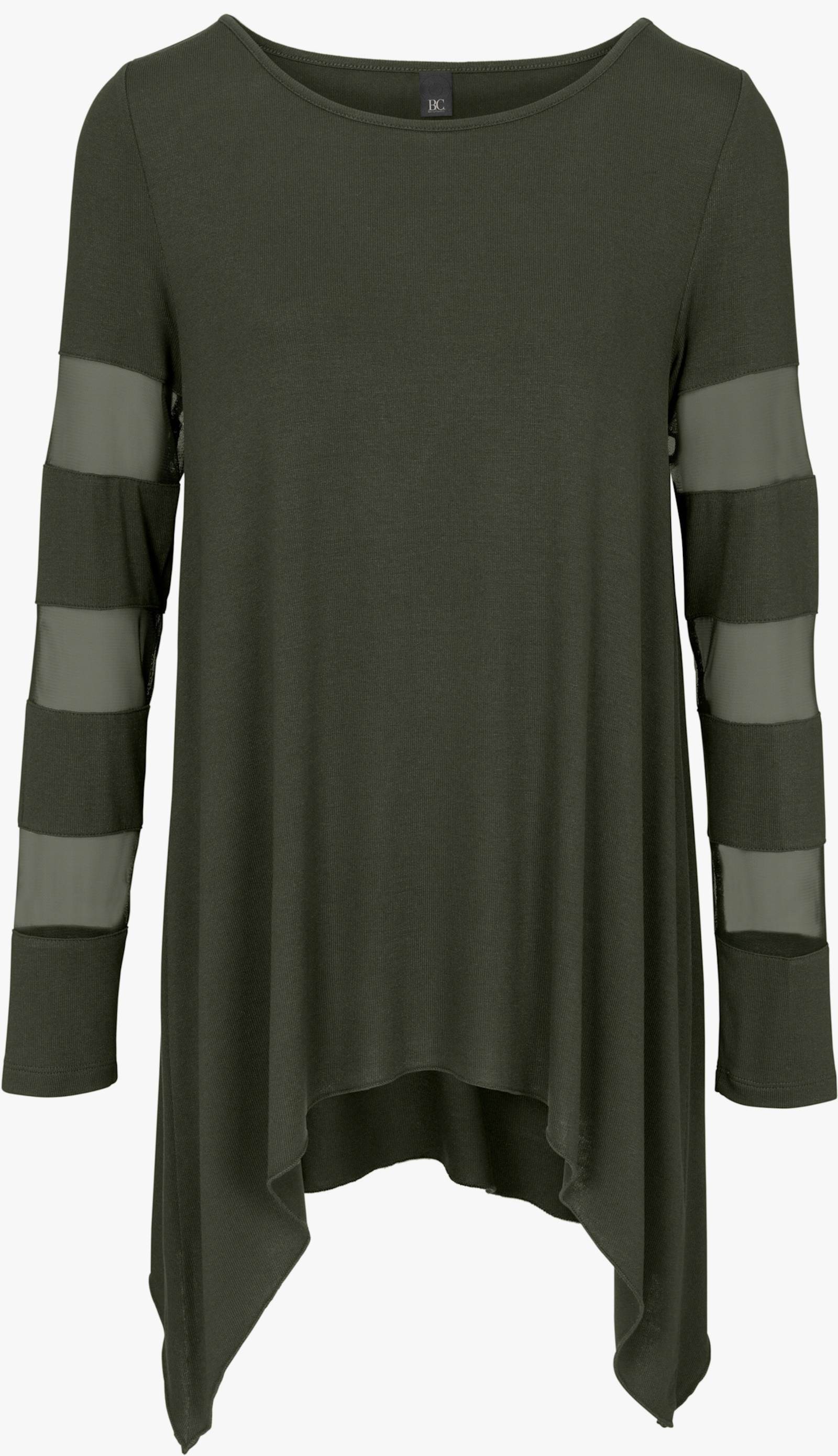 heine Langarmshirt mit transparenten Einsätzen - grün