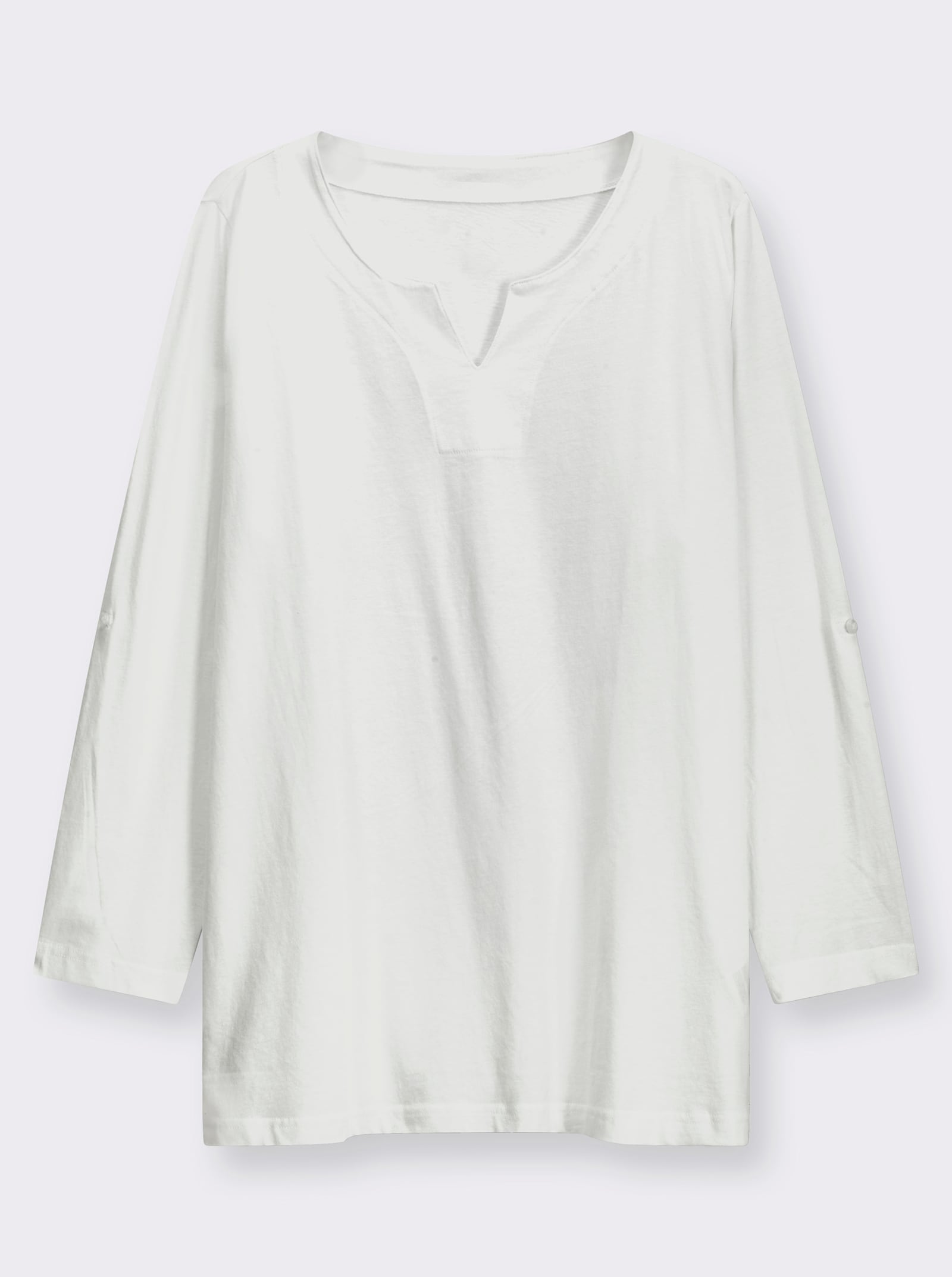 Longshirt mit Ärmeln zum Krempeln - weiß