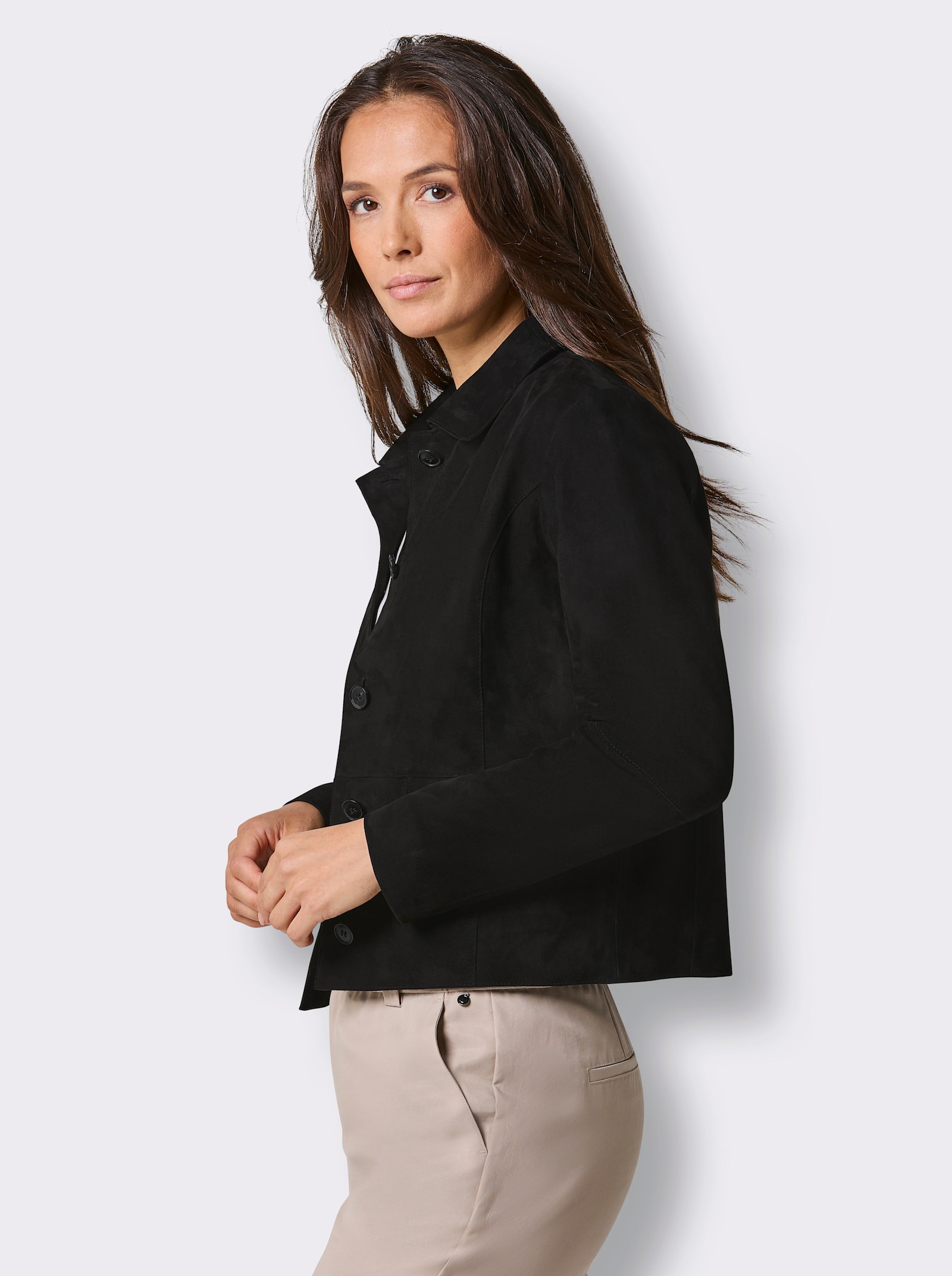 Mainpol Lederblazer in Ziegenvelours-Qualität - schwarz
