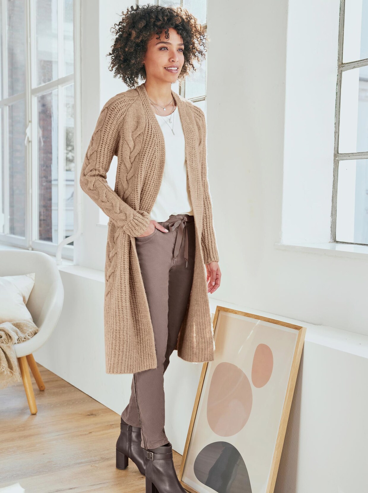 Linea Tesini Strickmantel - sesam-meliert
