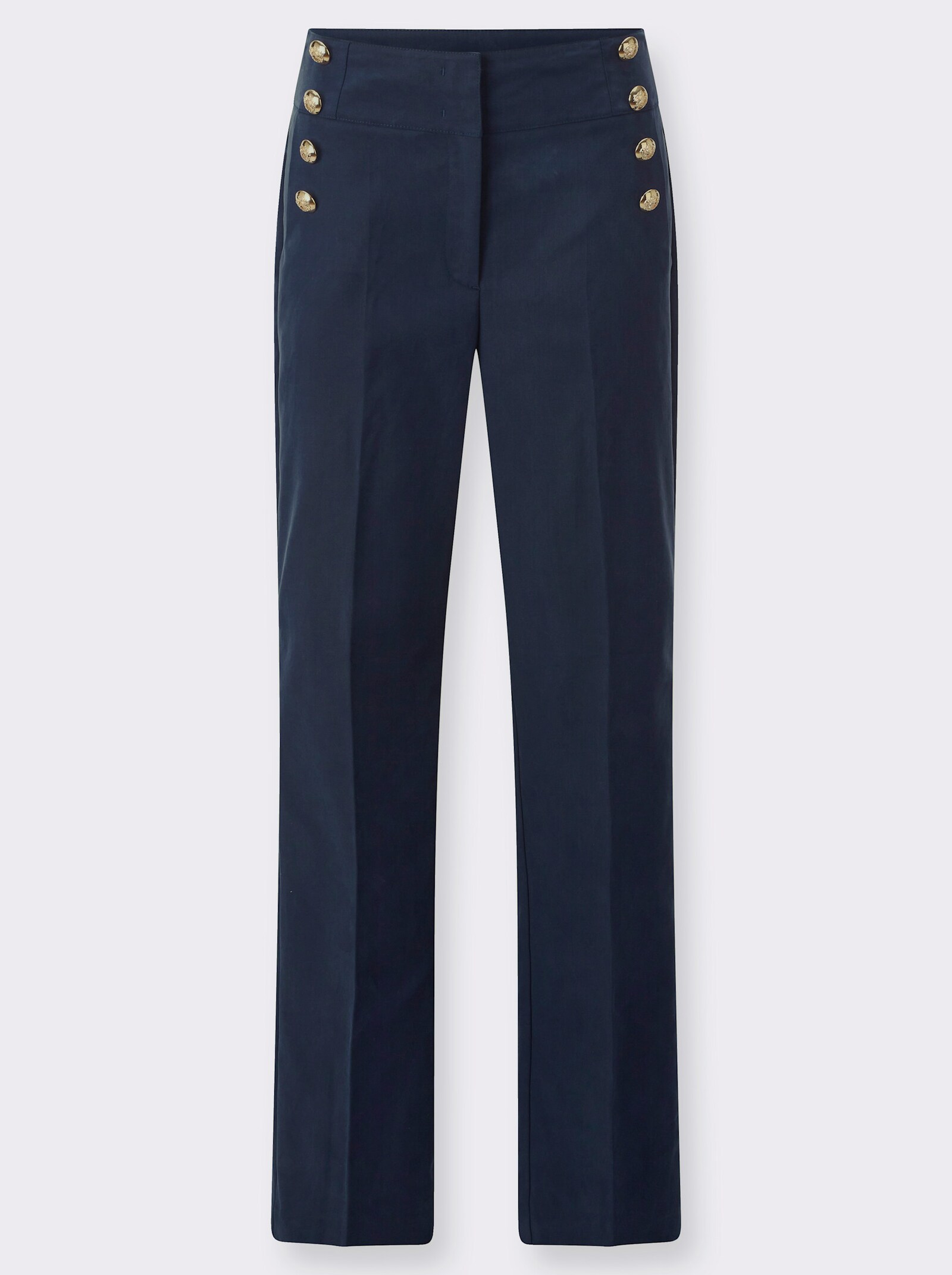 Bügelfaltenhose mit Zierknöpfen - marine