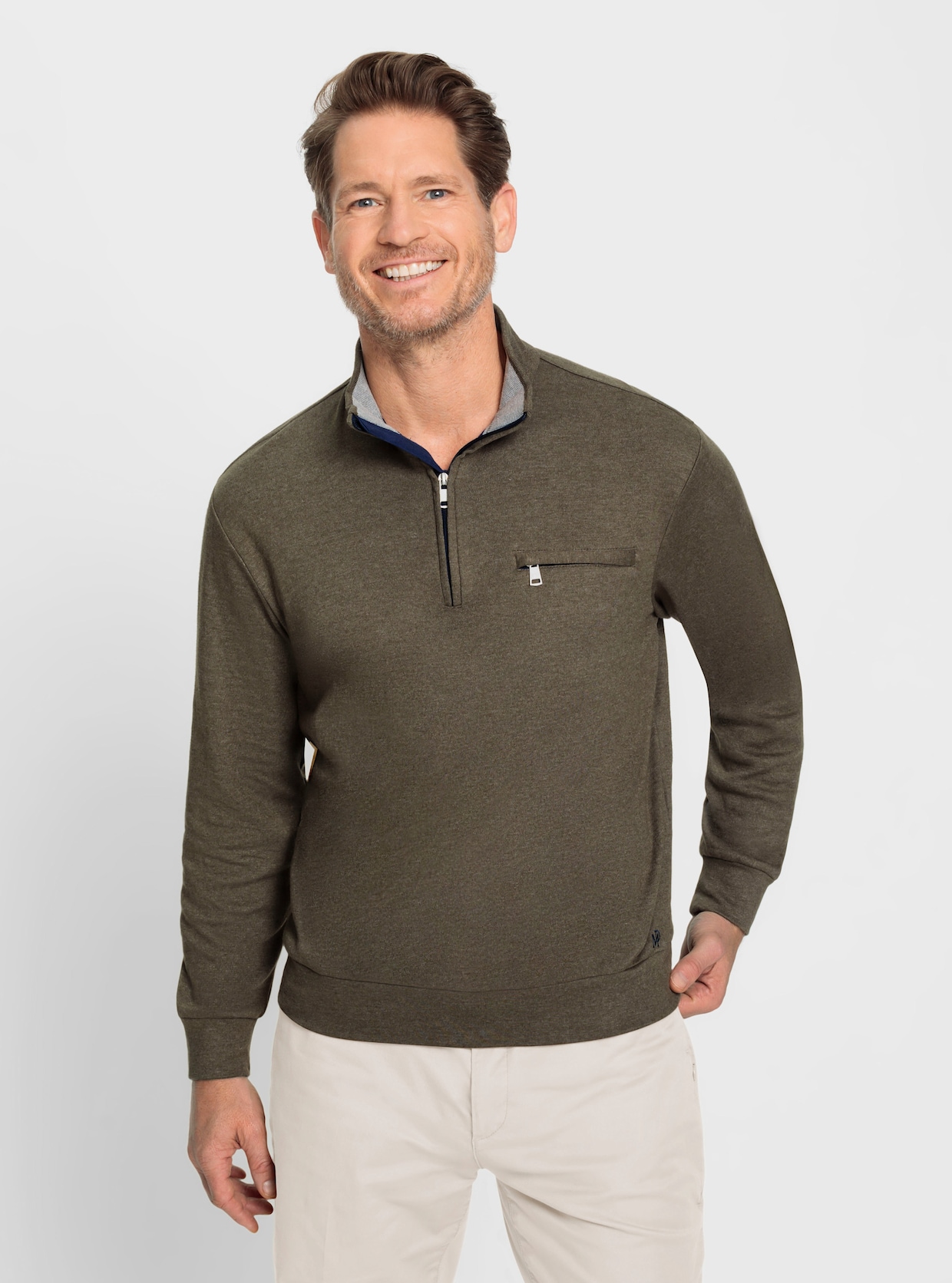 Marco Donati Sweatshirt - khaki-meliert