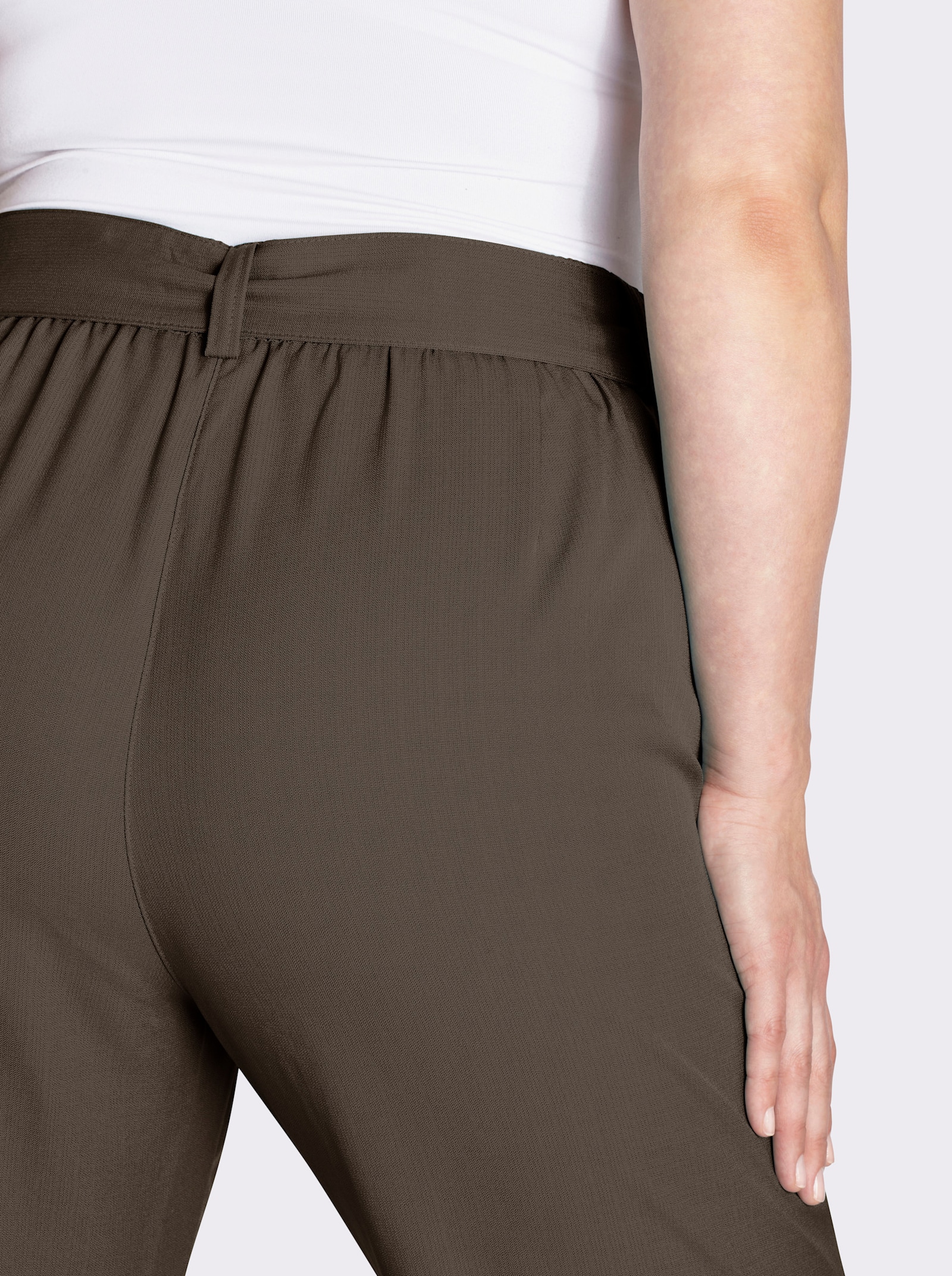 Palazzohose mit Bindegürtel - khaki