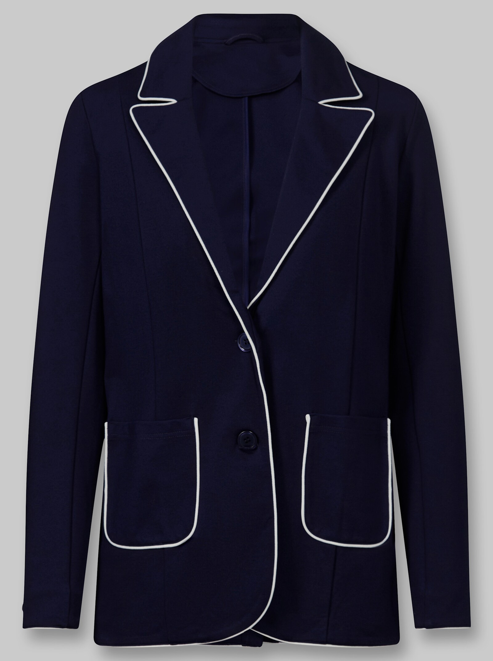 heine Jerseyblazer mit Kontrast-Paspeln - marine