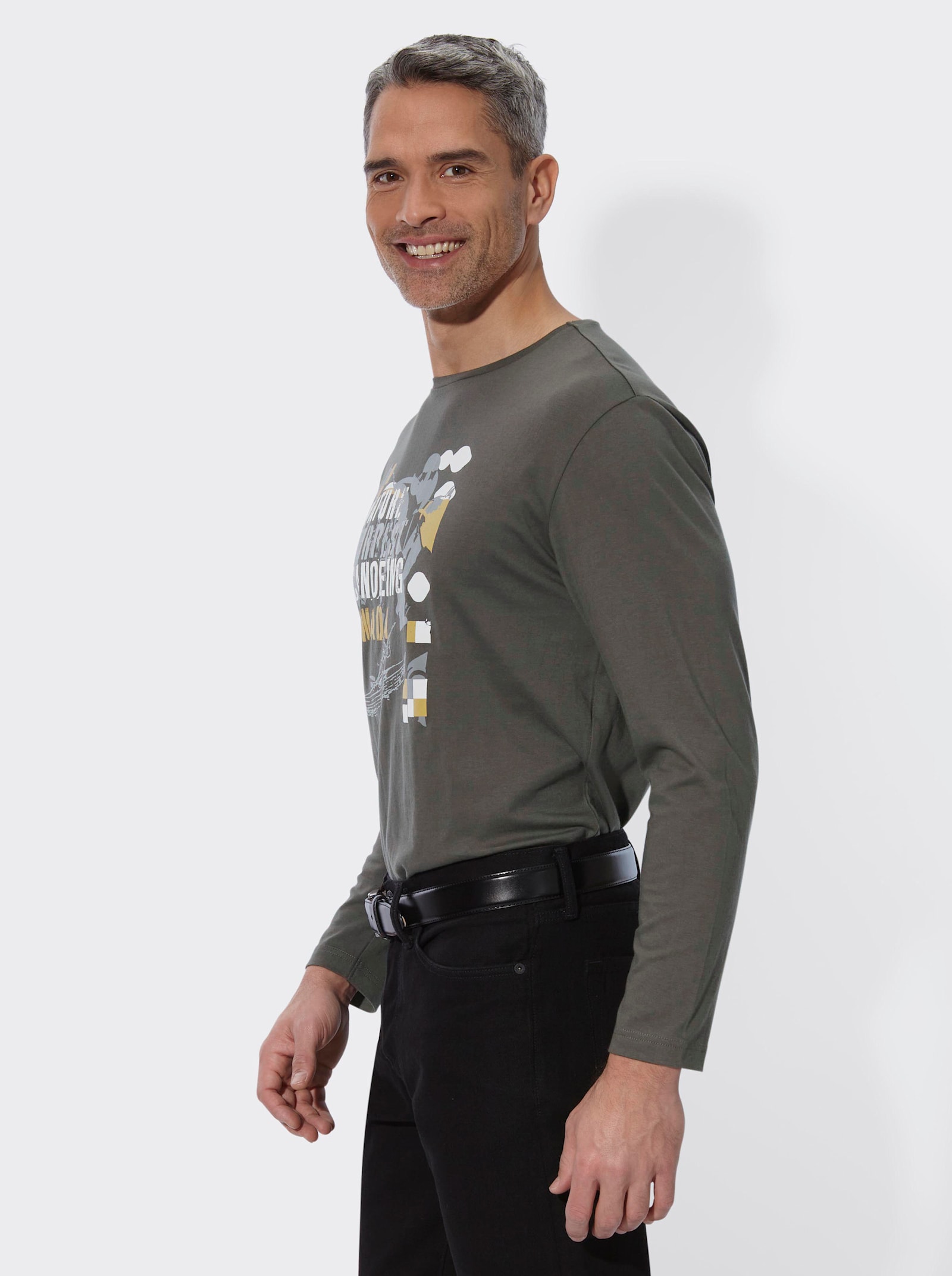 Langarmshirt mit Druckmotiv - graphit